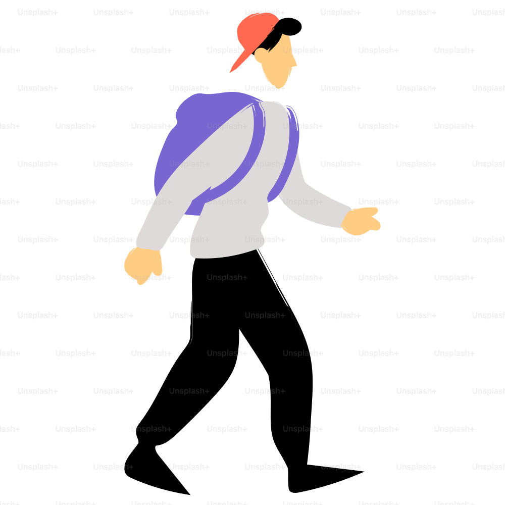 A person with a backpack is walking.