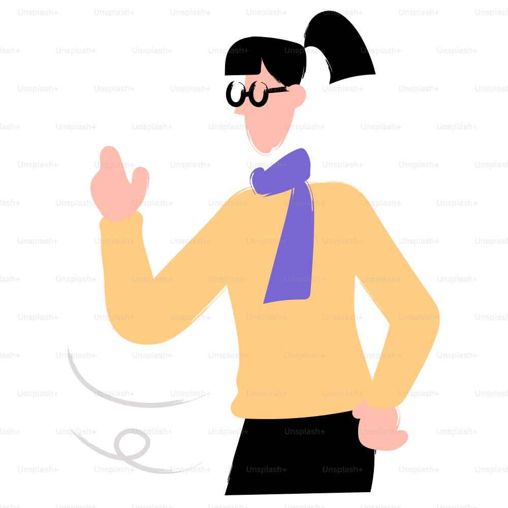 Una donna agita la mano in un gesto amichevole.