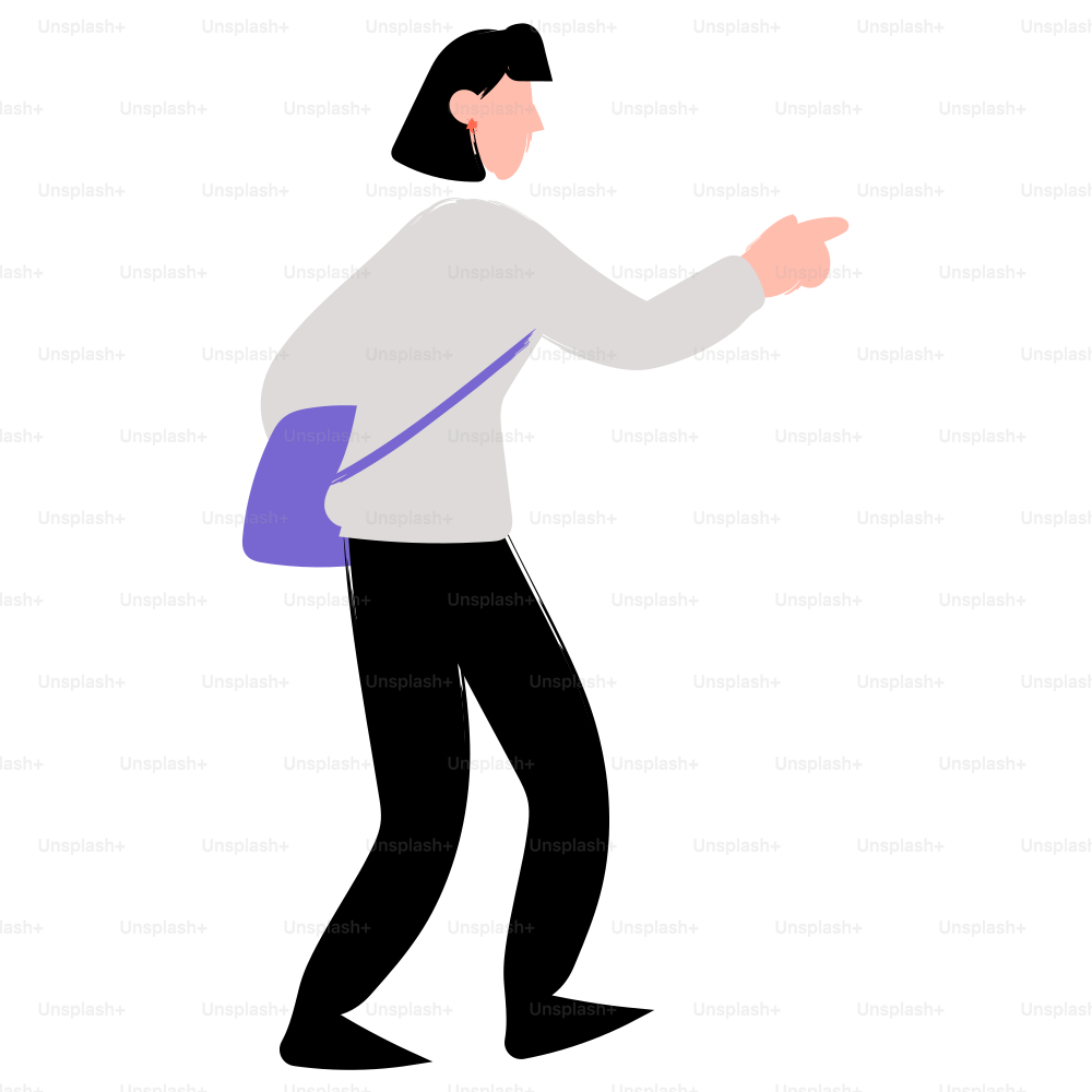 A woman is pointing and walking.