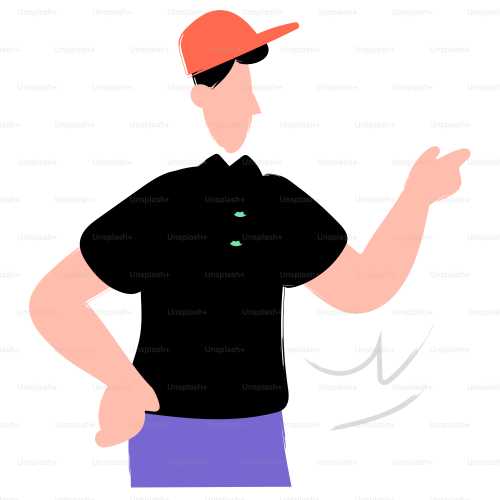 A man in a cap is pointing his finger.