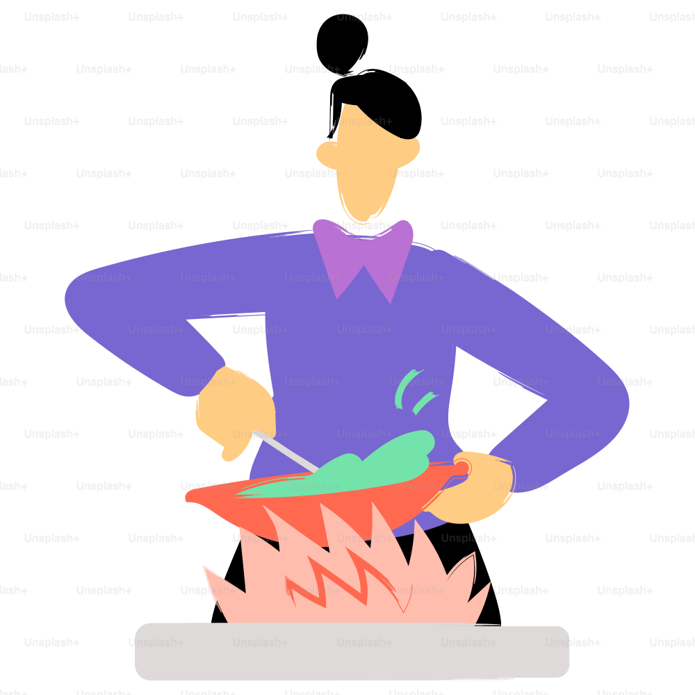 한 사람이 불을 피우고 냄비에 요리를 하고 있습니다.