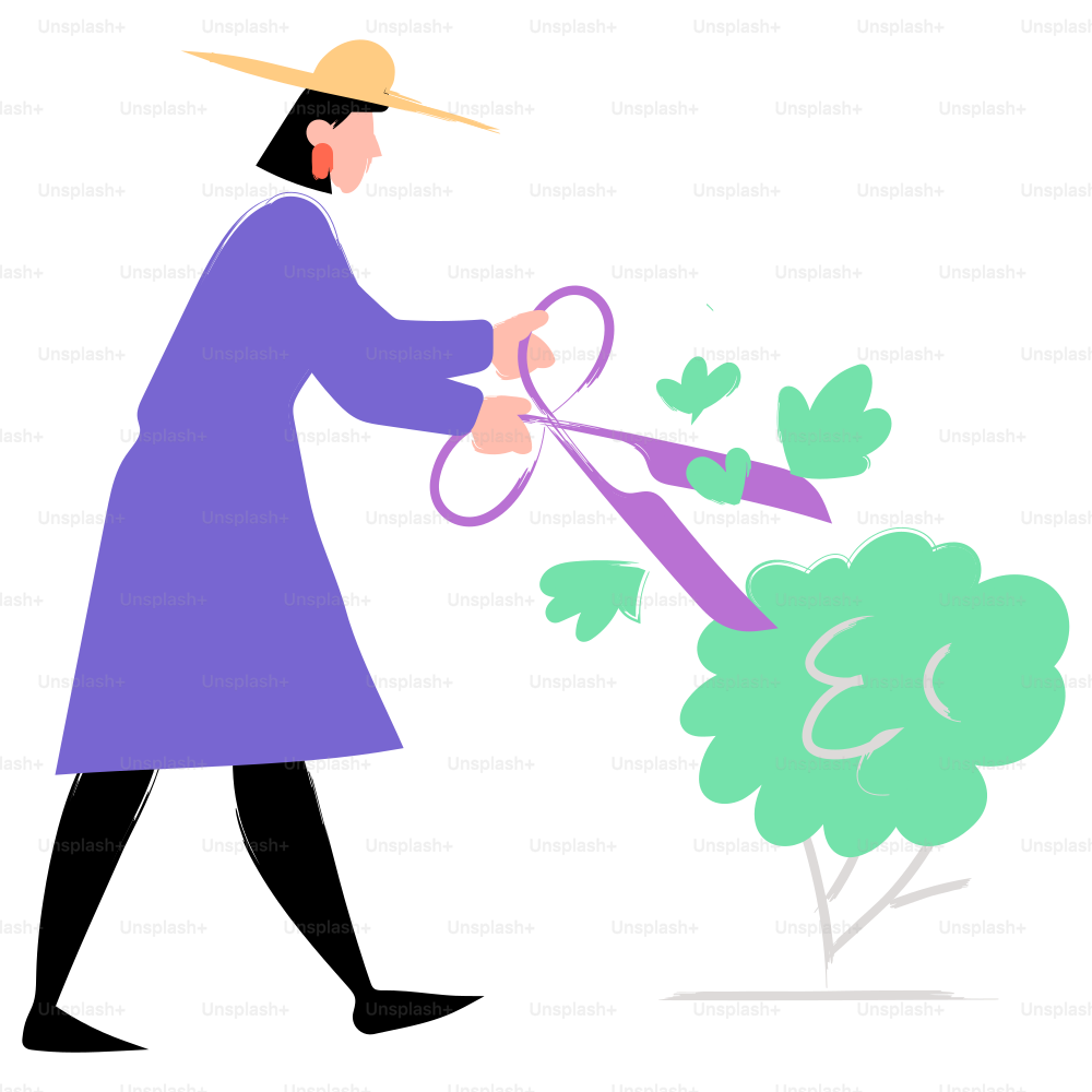 A gardener is trimming a bush.