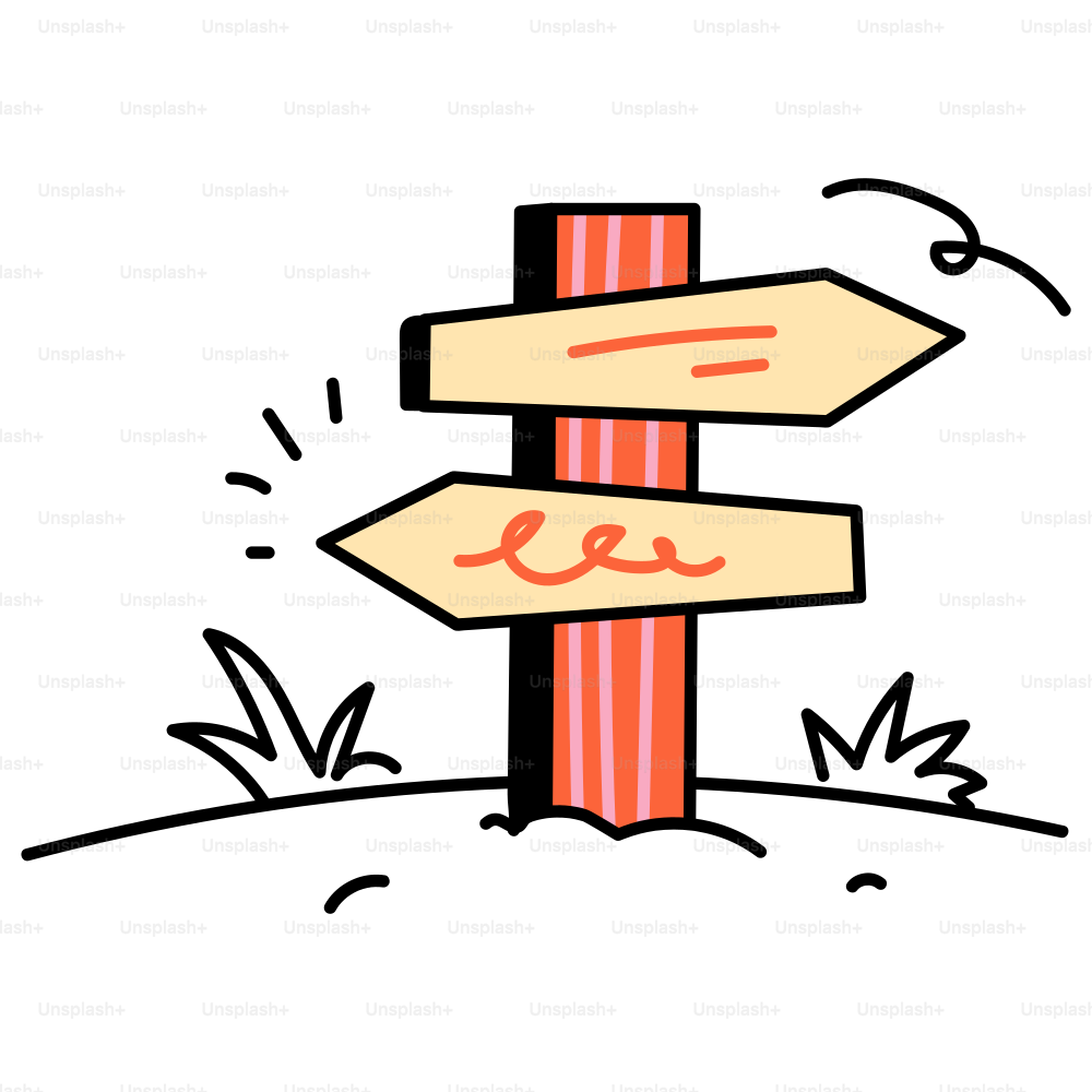 Signpost indicates the different directions to go.