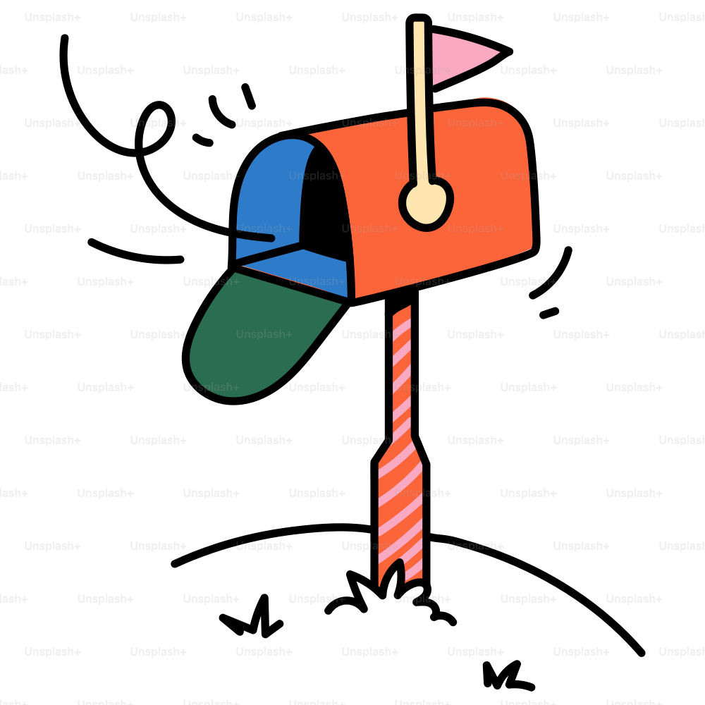 An open mailbox with a flag is visible.