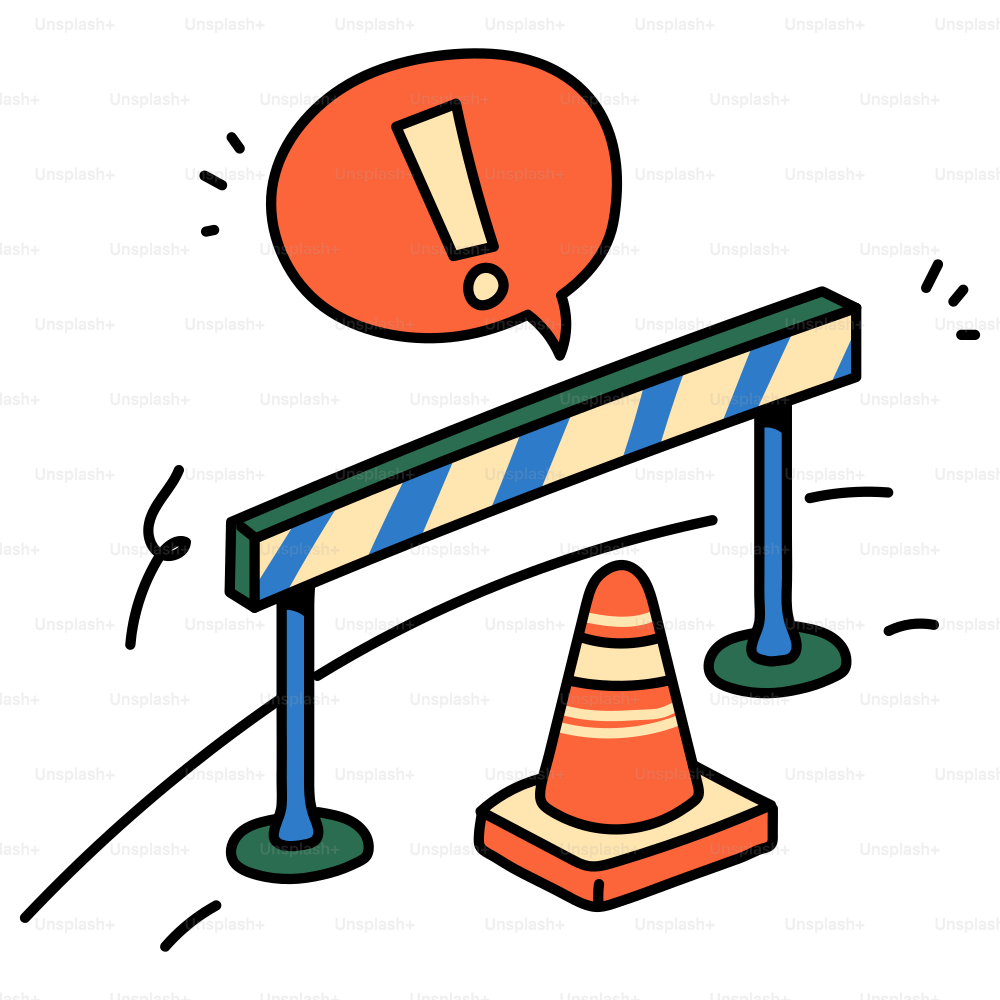 Road closed with an exclamation of caution.