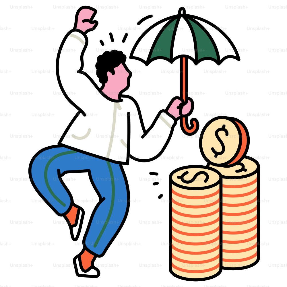 人は傘でお金を守る。のベクター – Unsplashのお金の画像