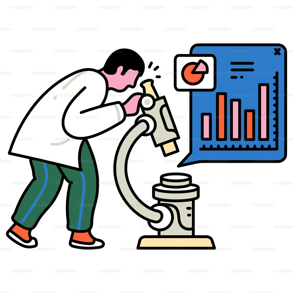 A scientist is analyzing data under a microscope.