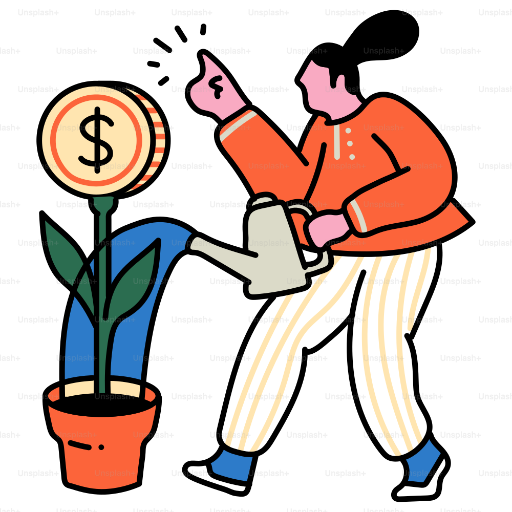 Geld pflegen, um in den Gewinn zu wachsen. Vektor – Bild zum Thema Geschäft  auf Unsplash, image size:3000x3000