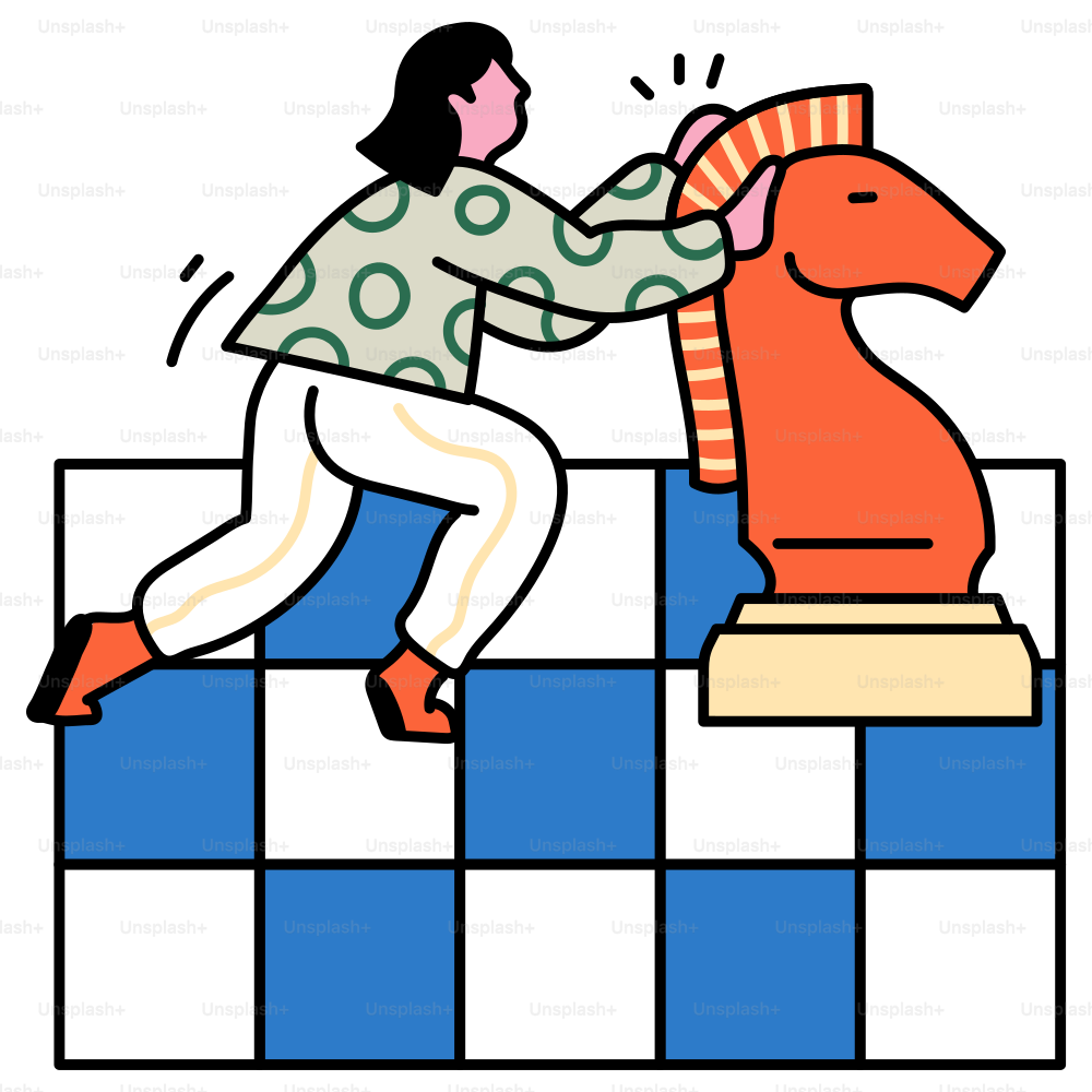 A person is placing a scarf on a chess knight.