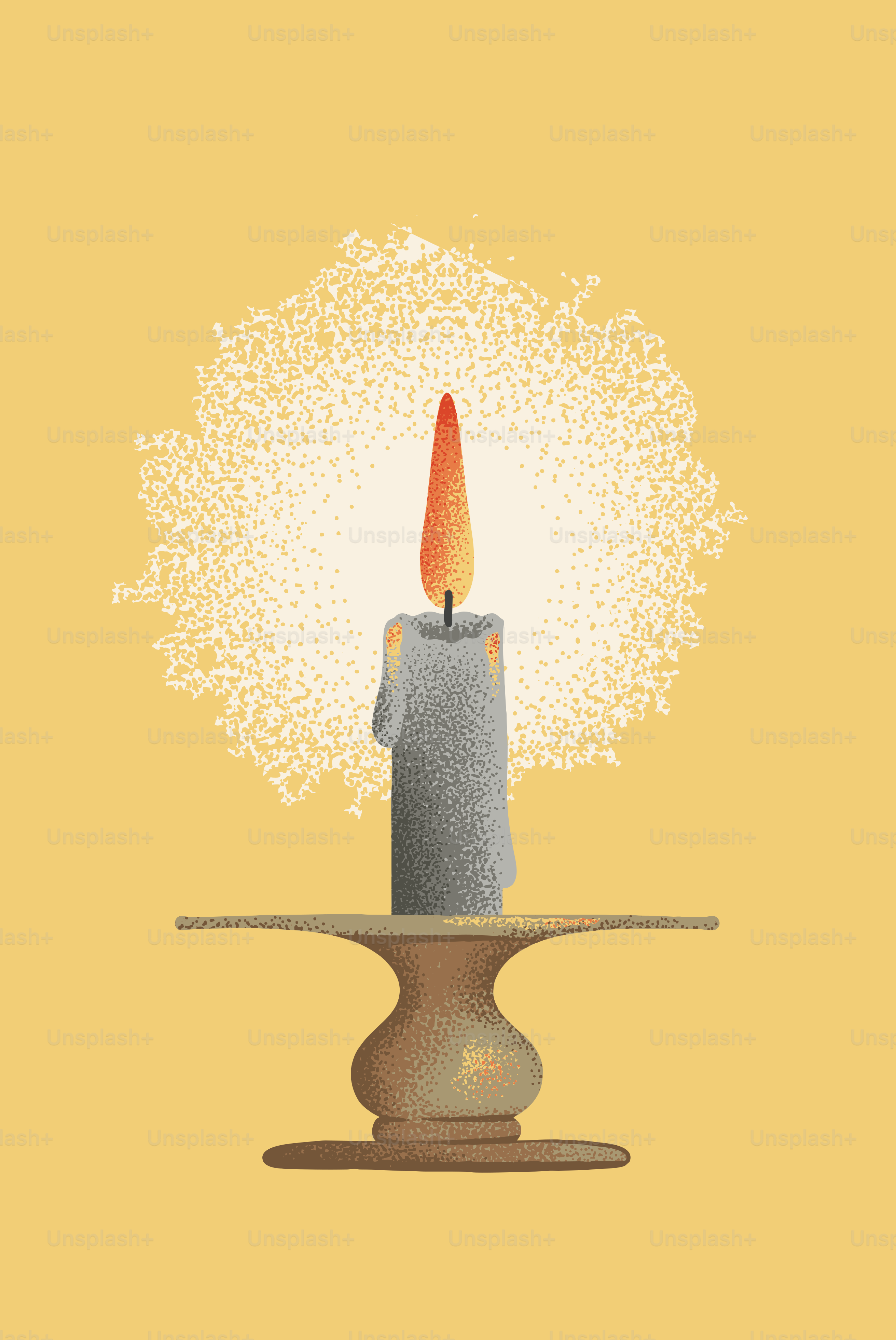 Una vela encendida en un candelabro.