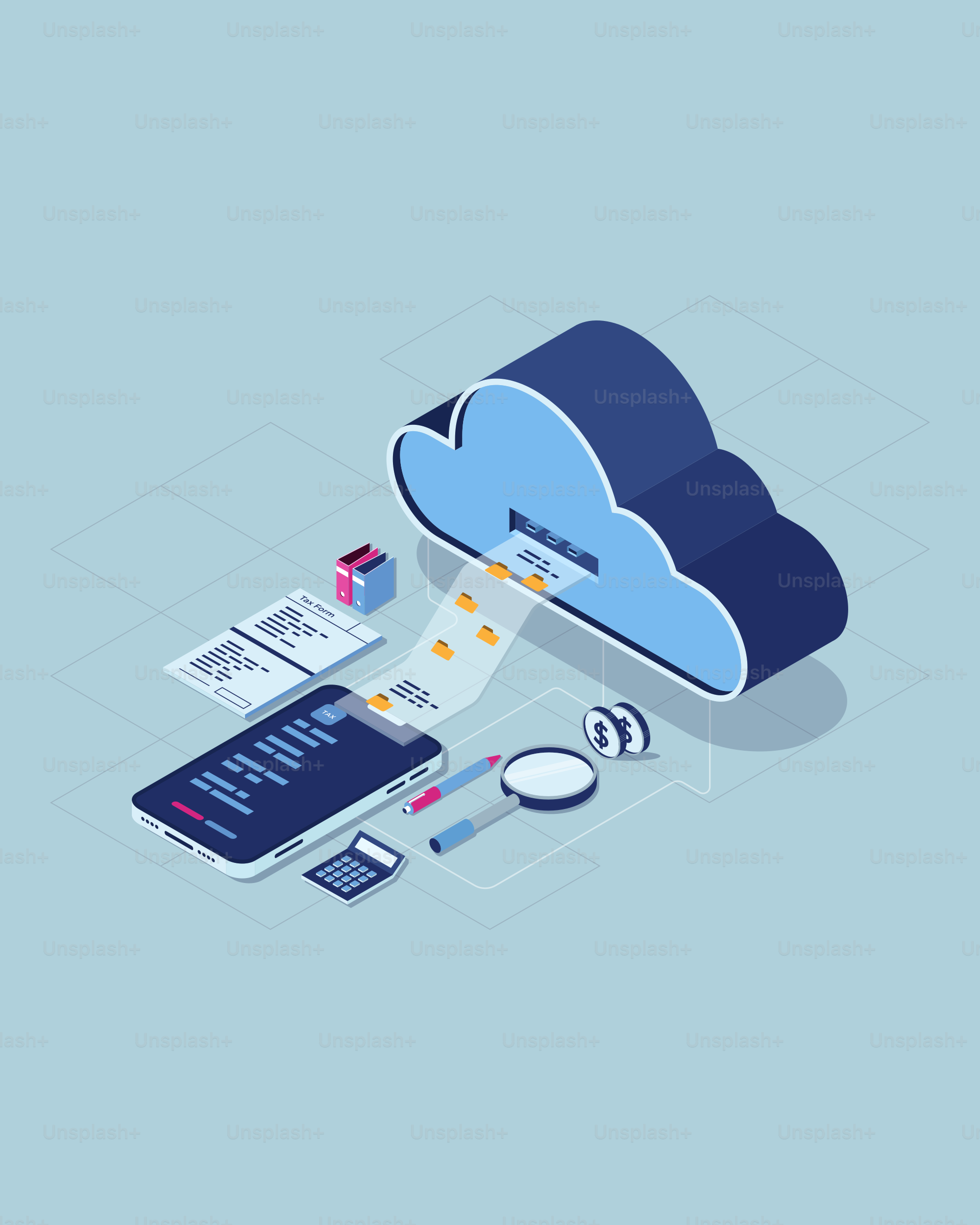 Data is being uploaded to the cloud.