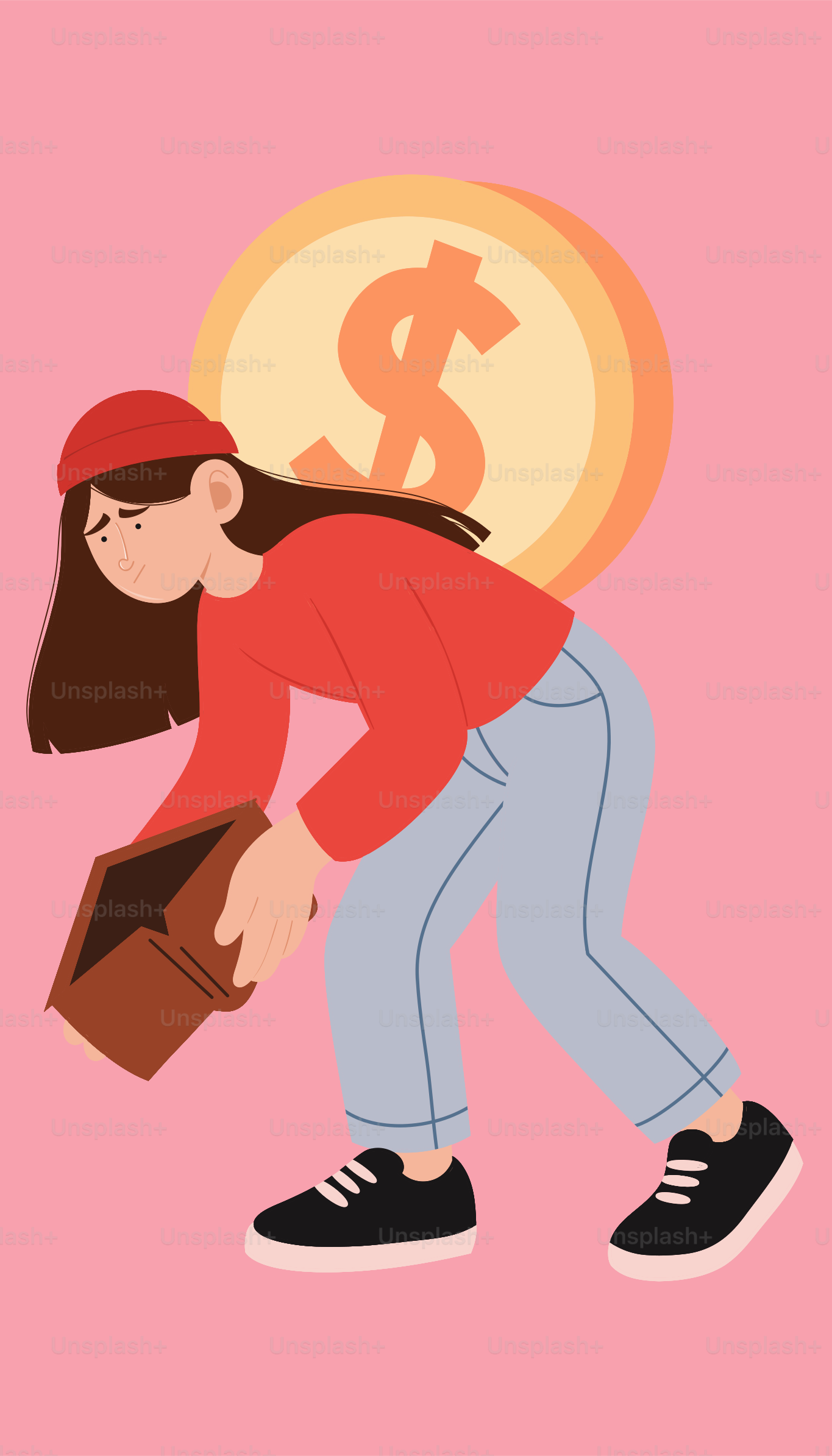 Mädchen schaut in leere Brieftasche, ein finanzieller Kampf.