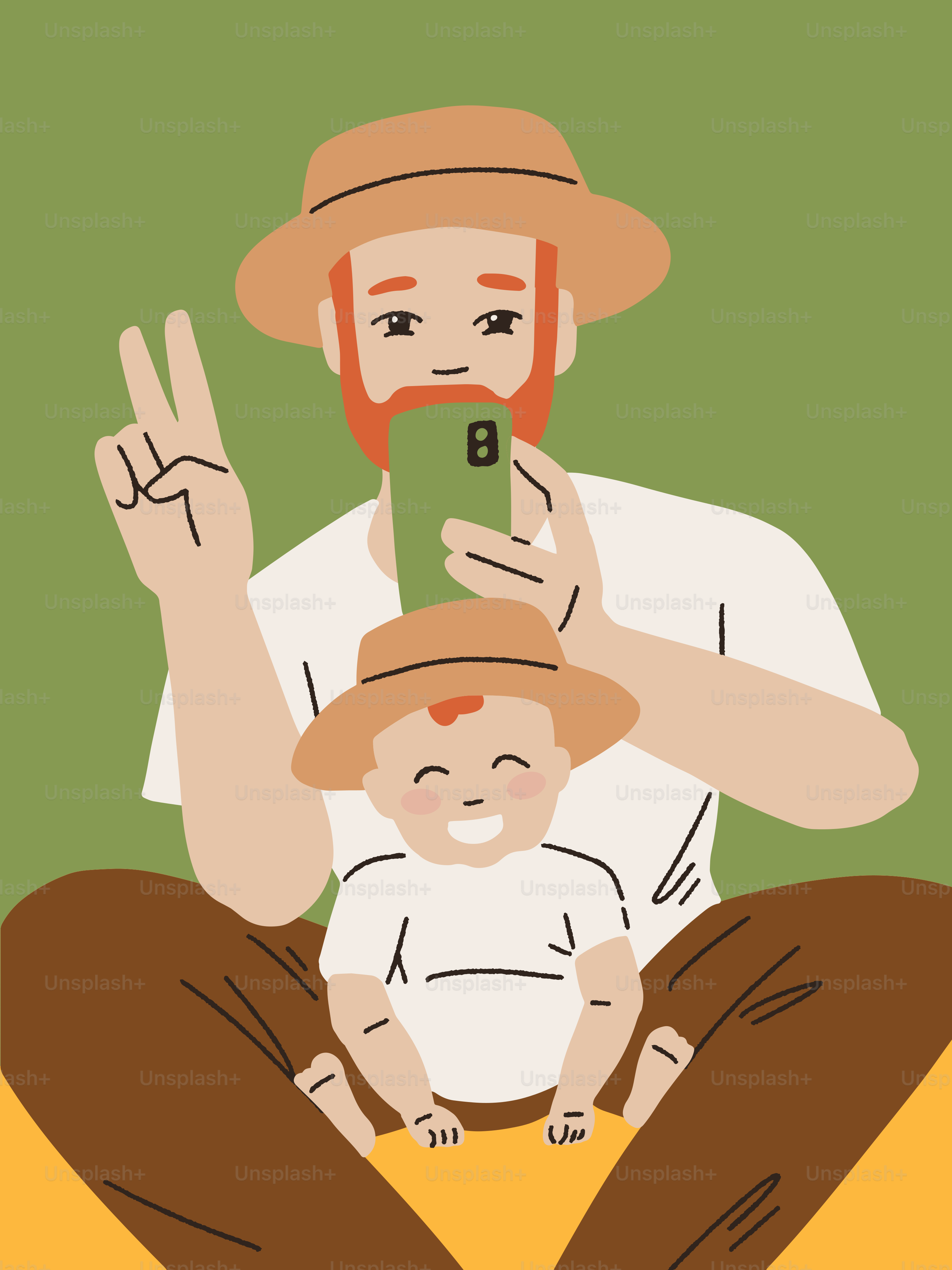 Padre e hijo se hacen un selfie alegre juntos.