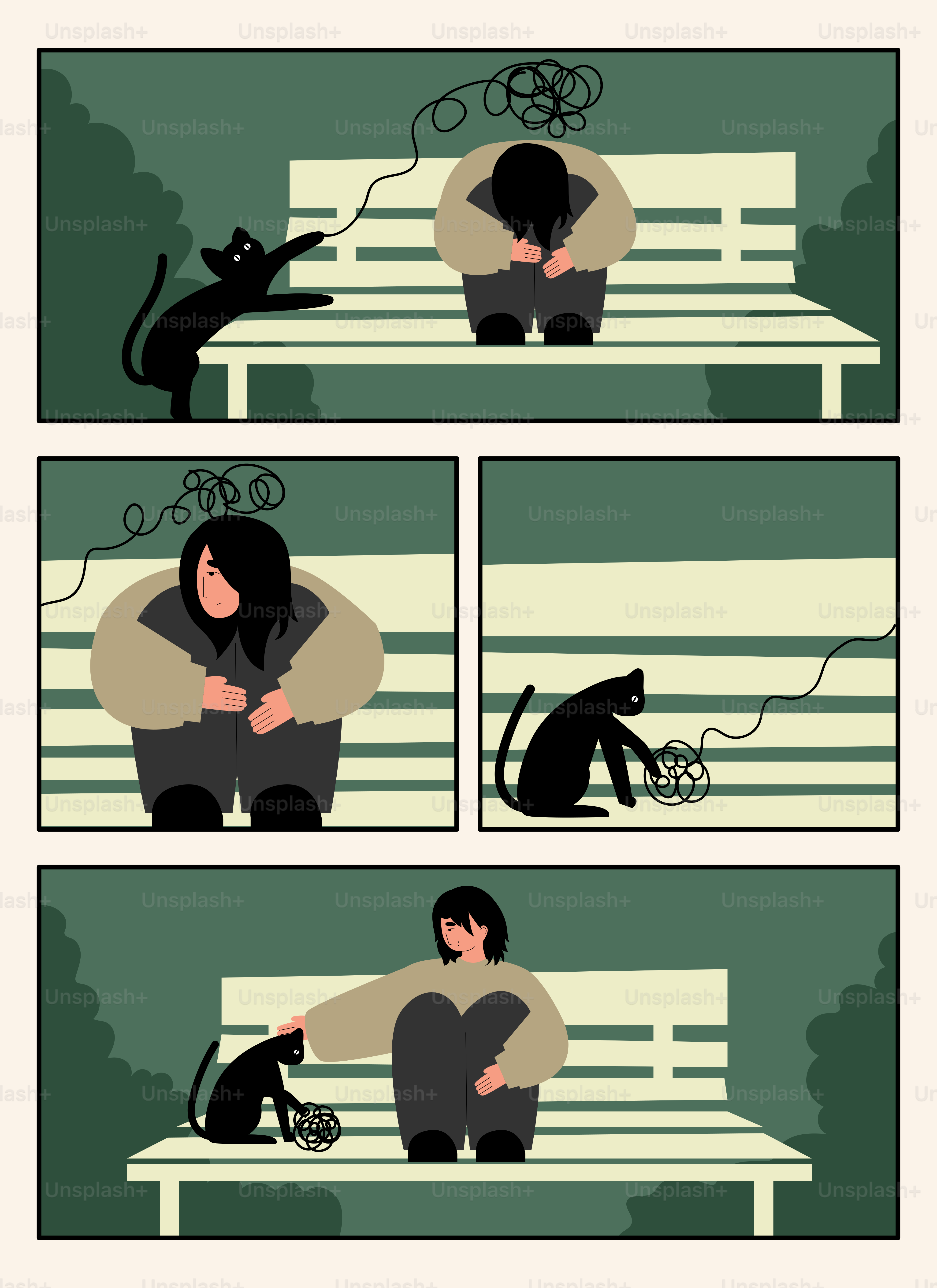 A cat comforts a person struggling with their emotions.