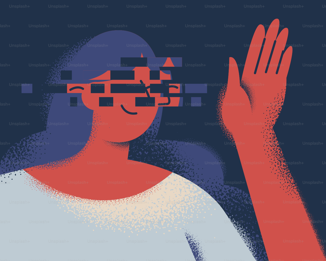 Le visage d’une femme est pixelisé.