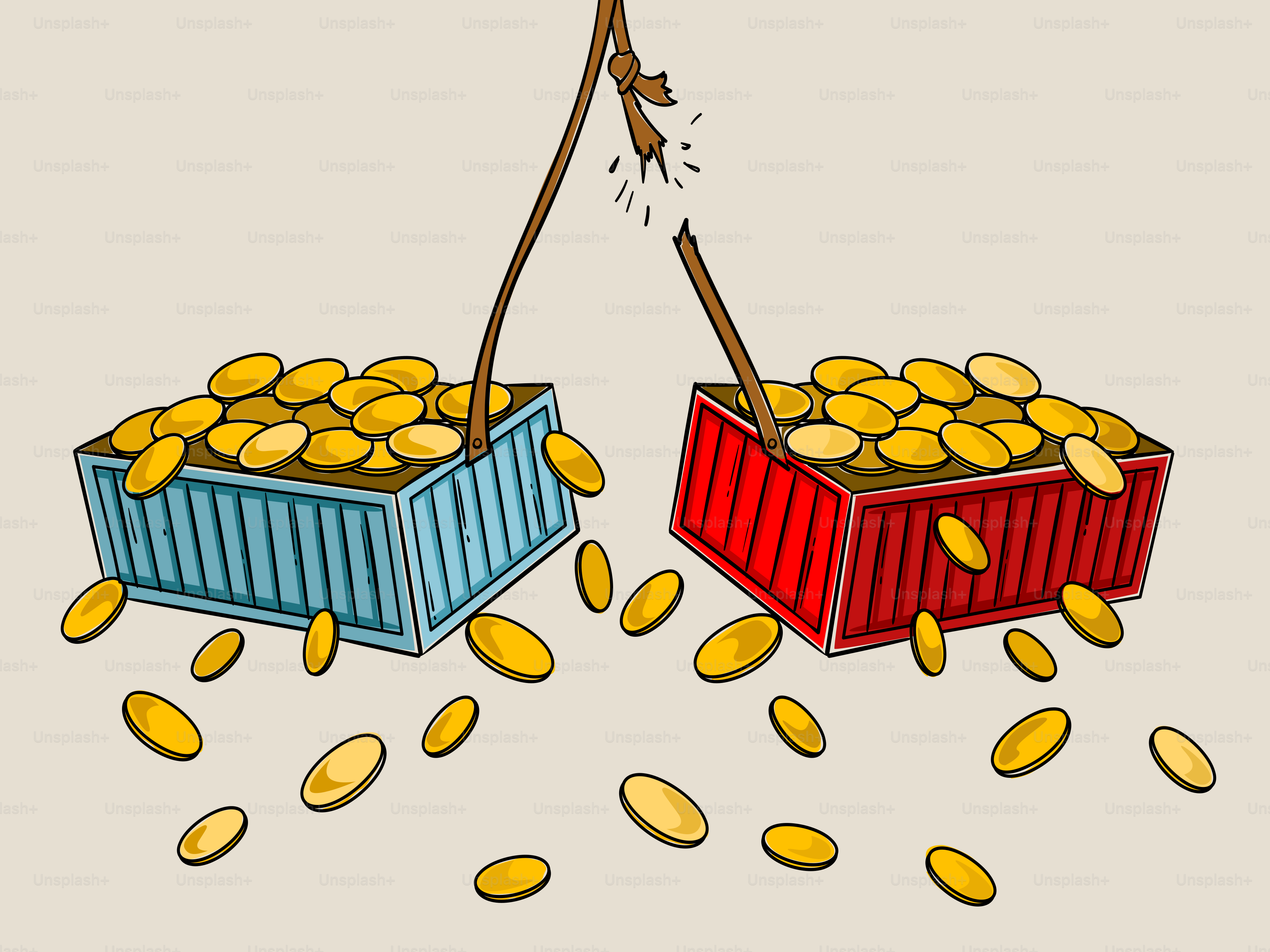 Palo roto que divide tesoros en dos cajas.