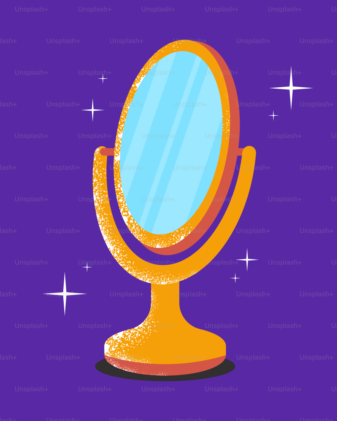 A golden mirror is the focus of the image.