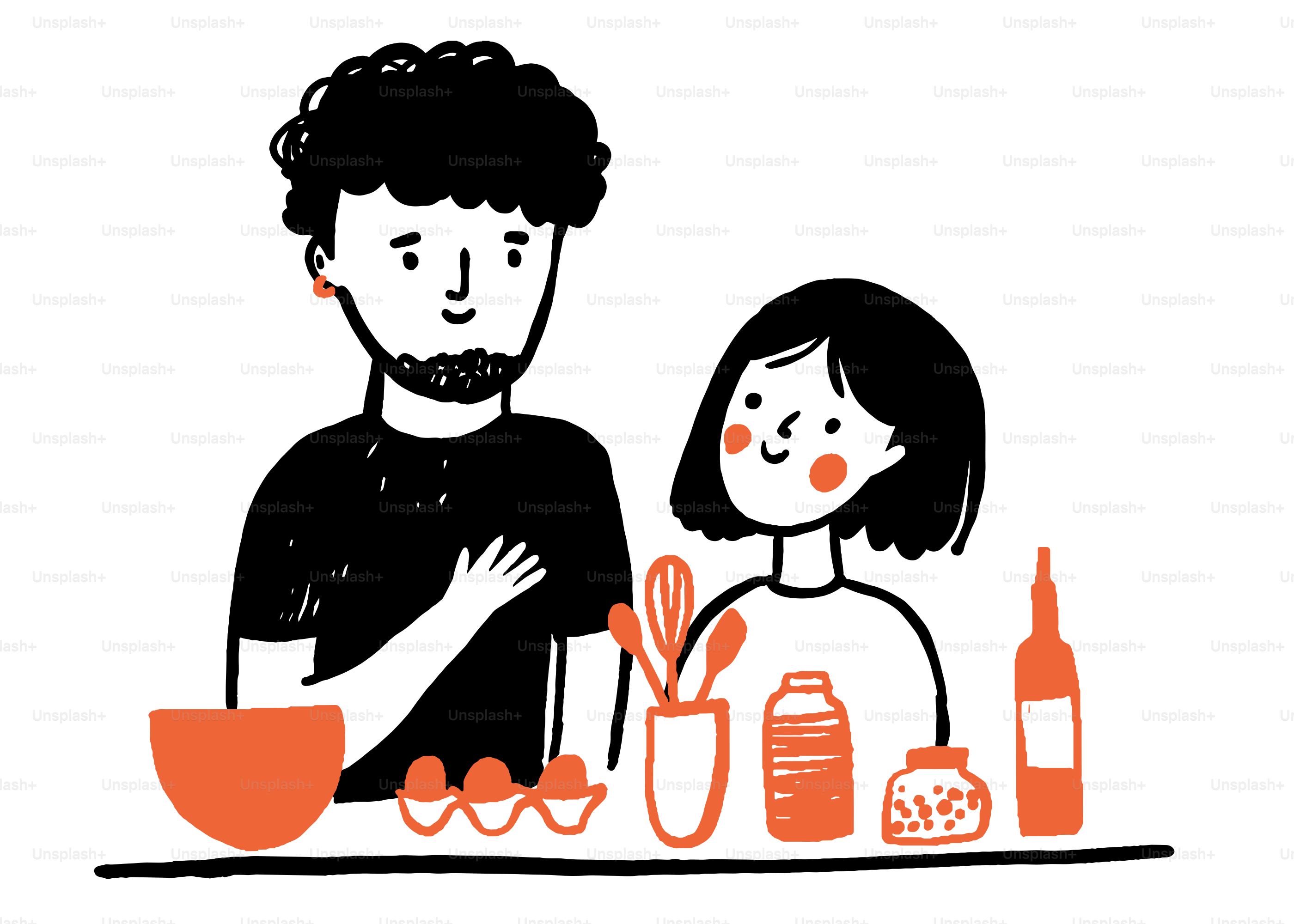 A father and child are baking together.