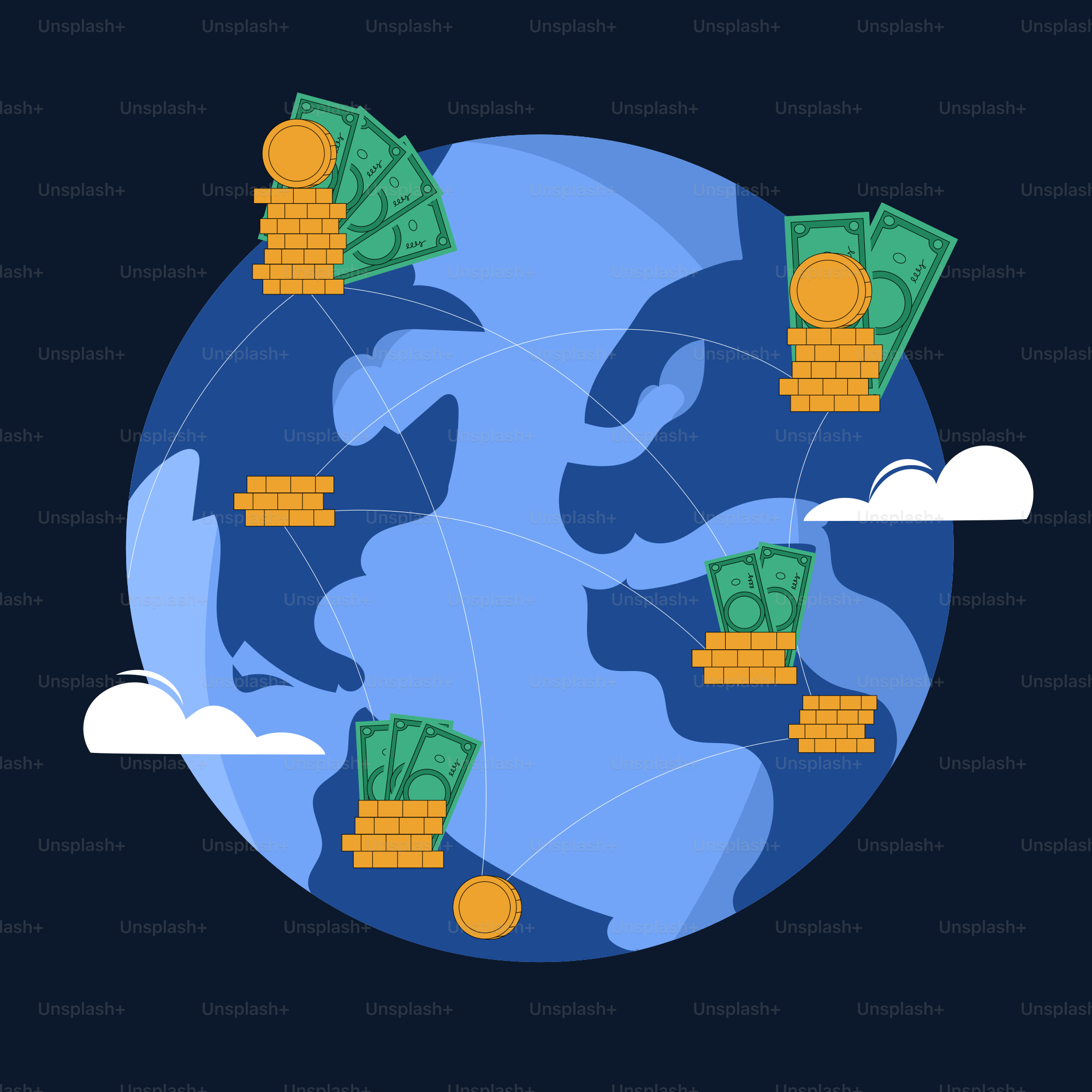 Global financial transactions occur around the world.