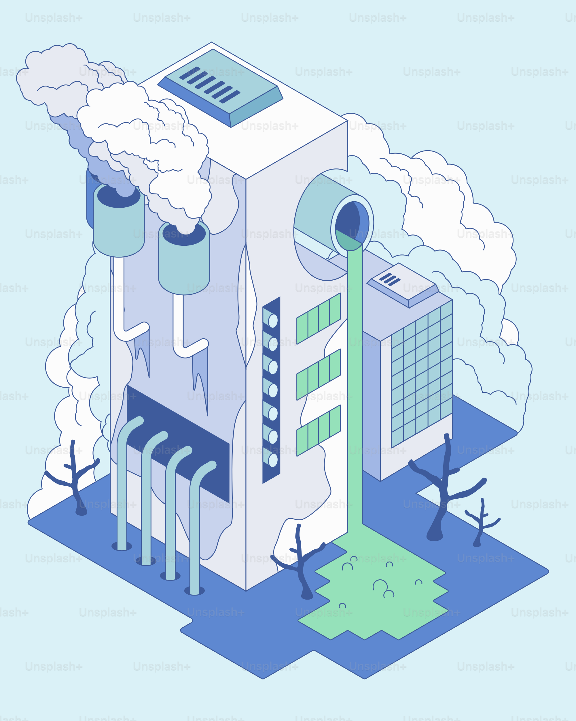 Factory pollution is damaging the environment.