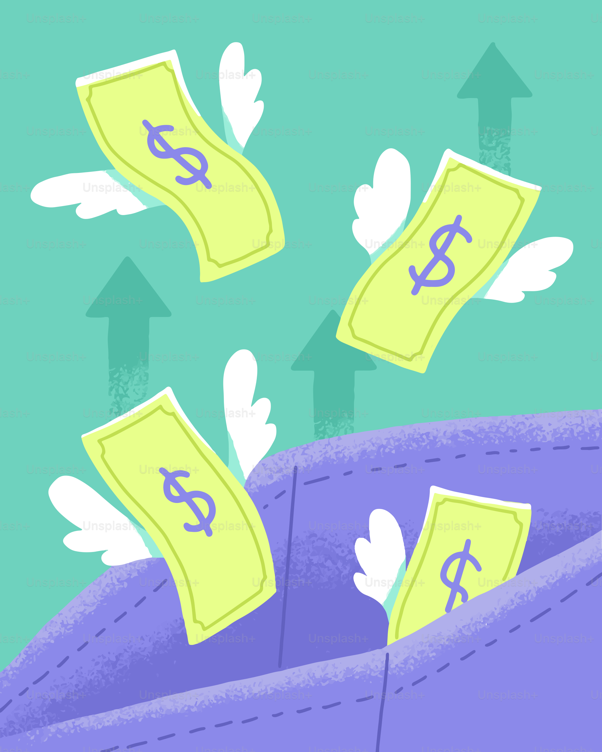 El dinero sale volando de un bolsillo.