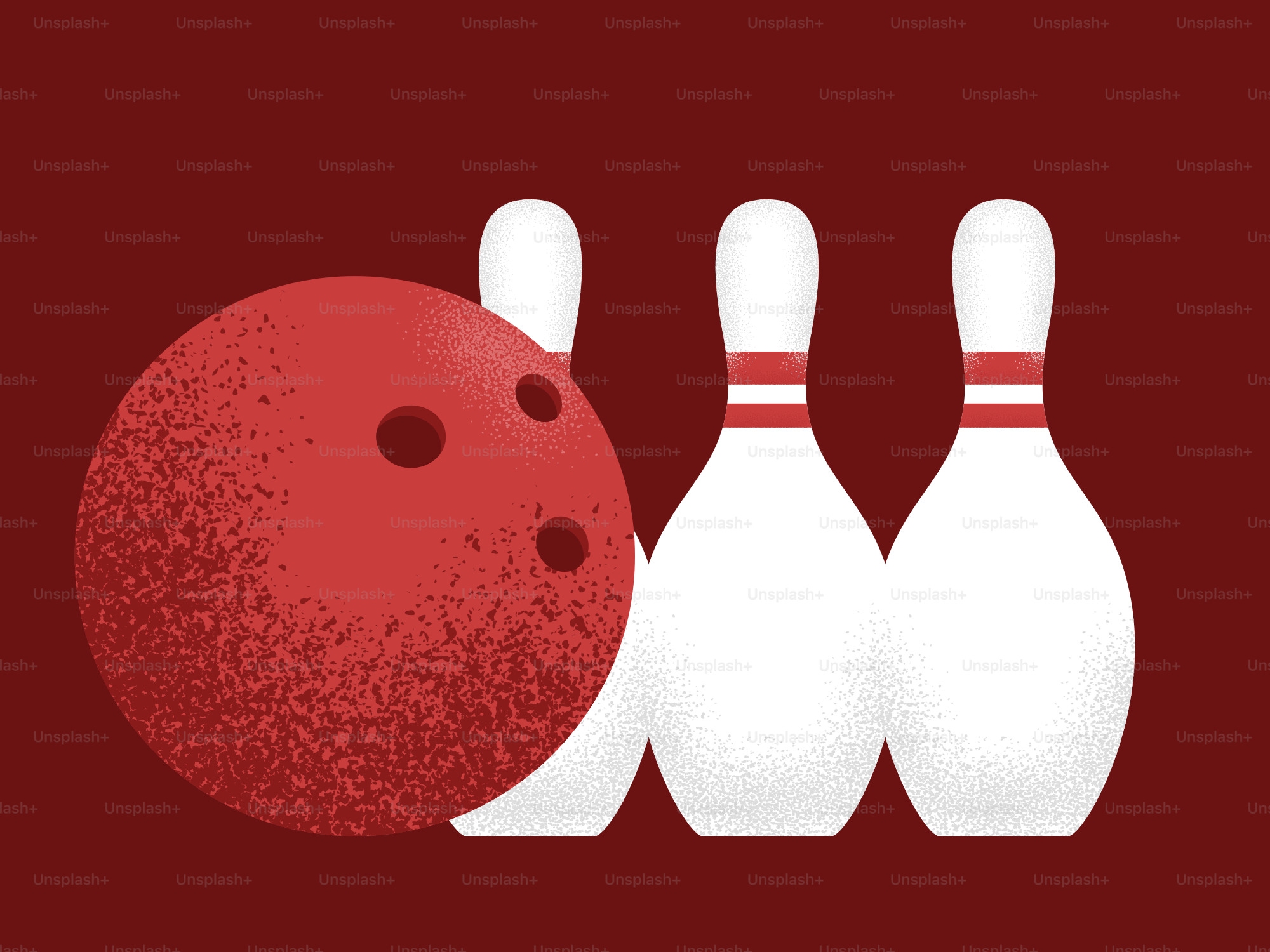 Bowling ball and pins ready to play.