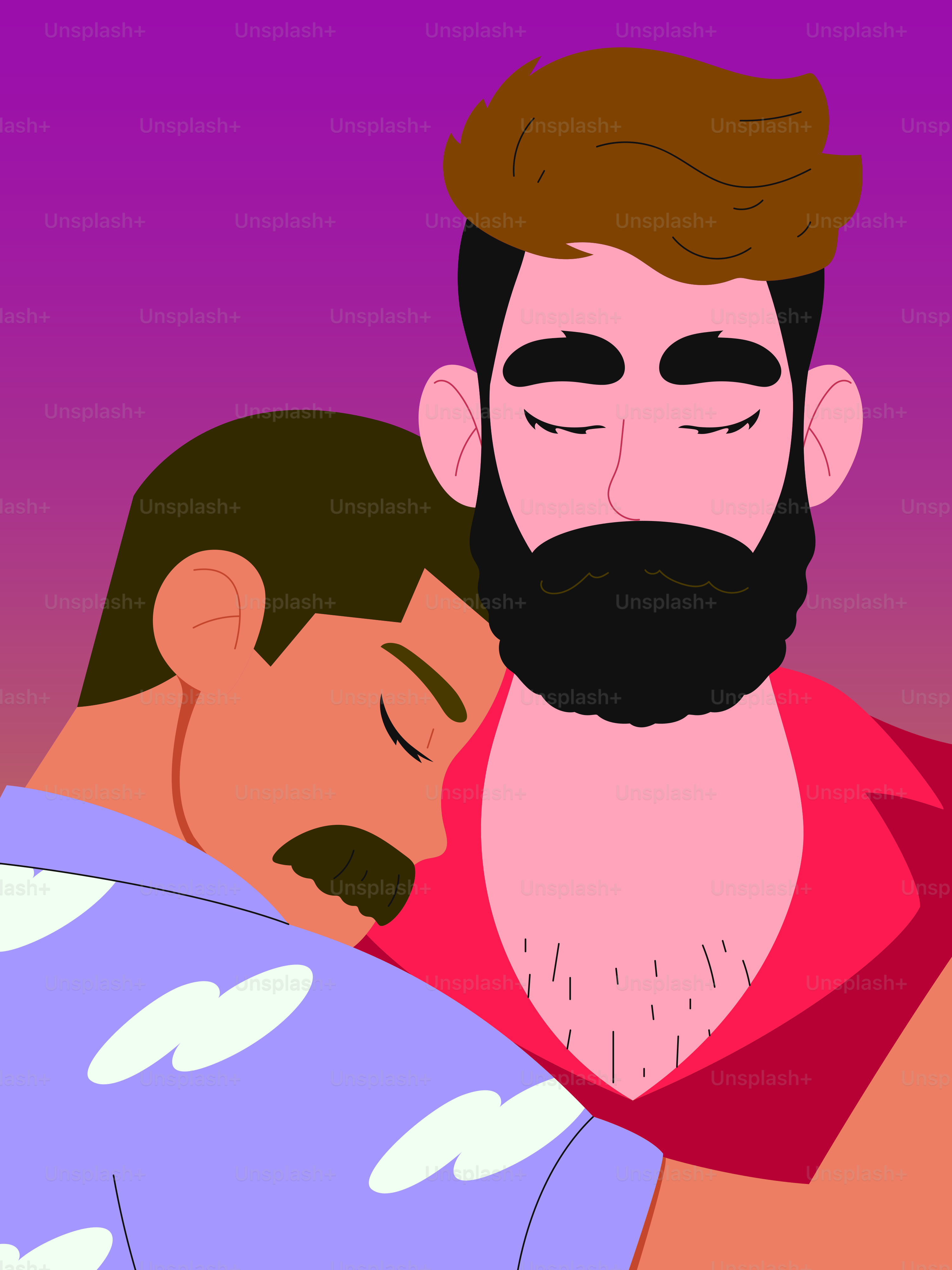 二人の男性が抱き合い、愛情を示している。