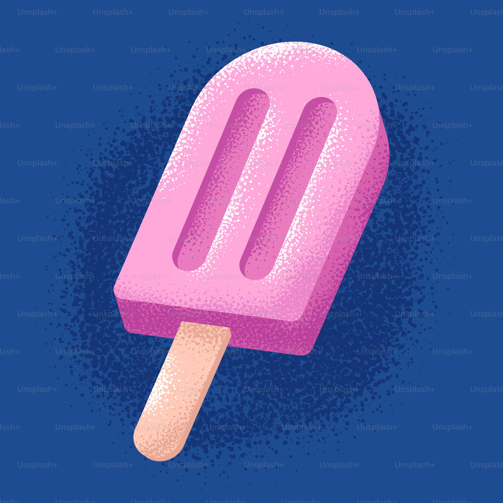 Ein rosa Eis am Stiel auf dunkelblauem Hintergrund.