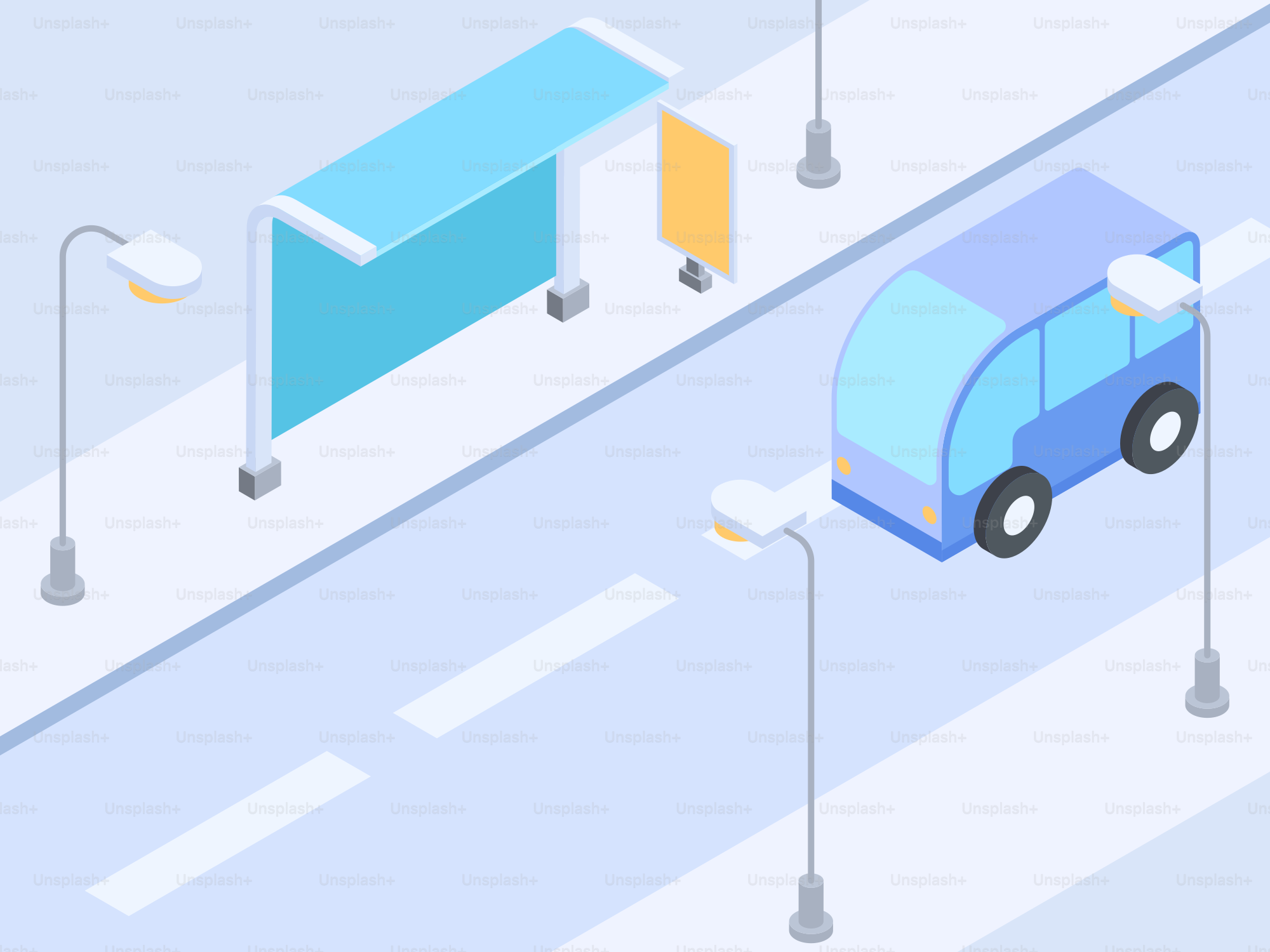 Un autobús azul espera cerca de la parada.