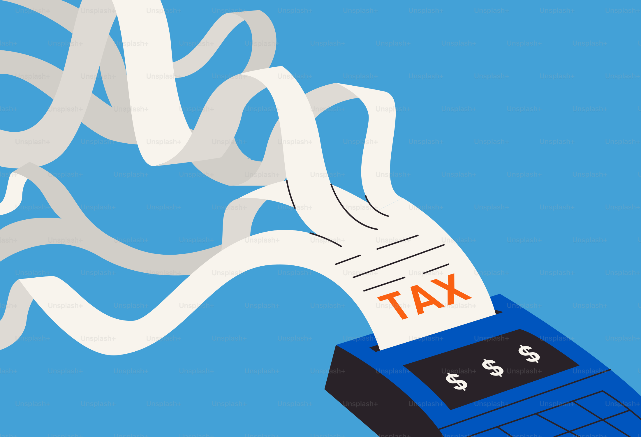 Tax receipt is printing from a calculator.