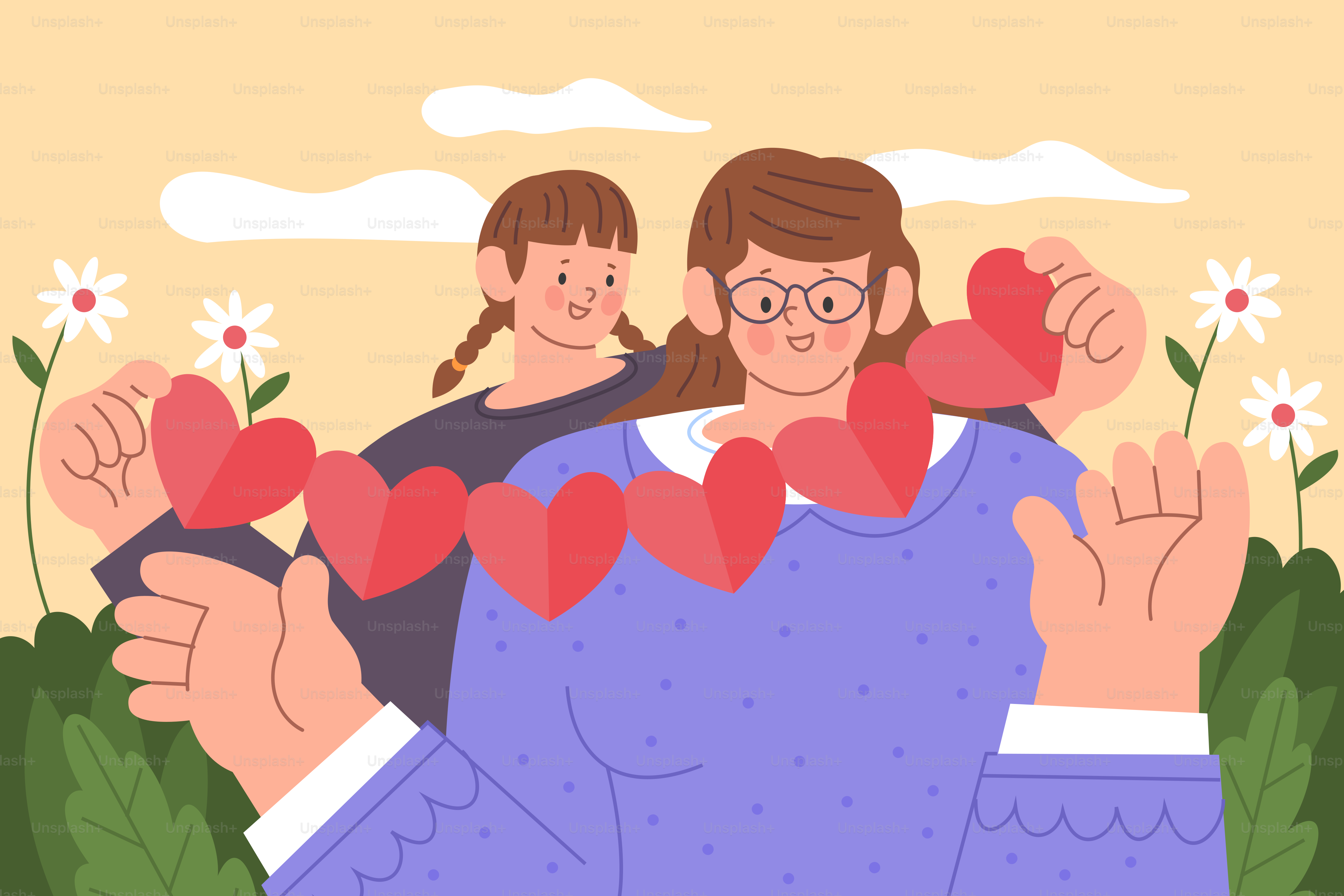 Two people sharing love and hearts.