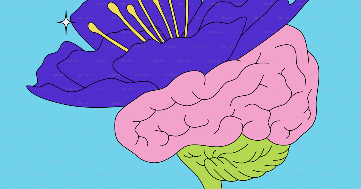 Brain and flower combined, sprouting from a stem. vector – Flower Image ...