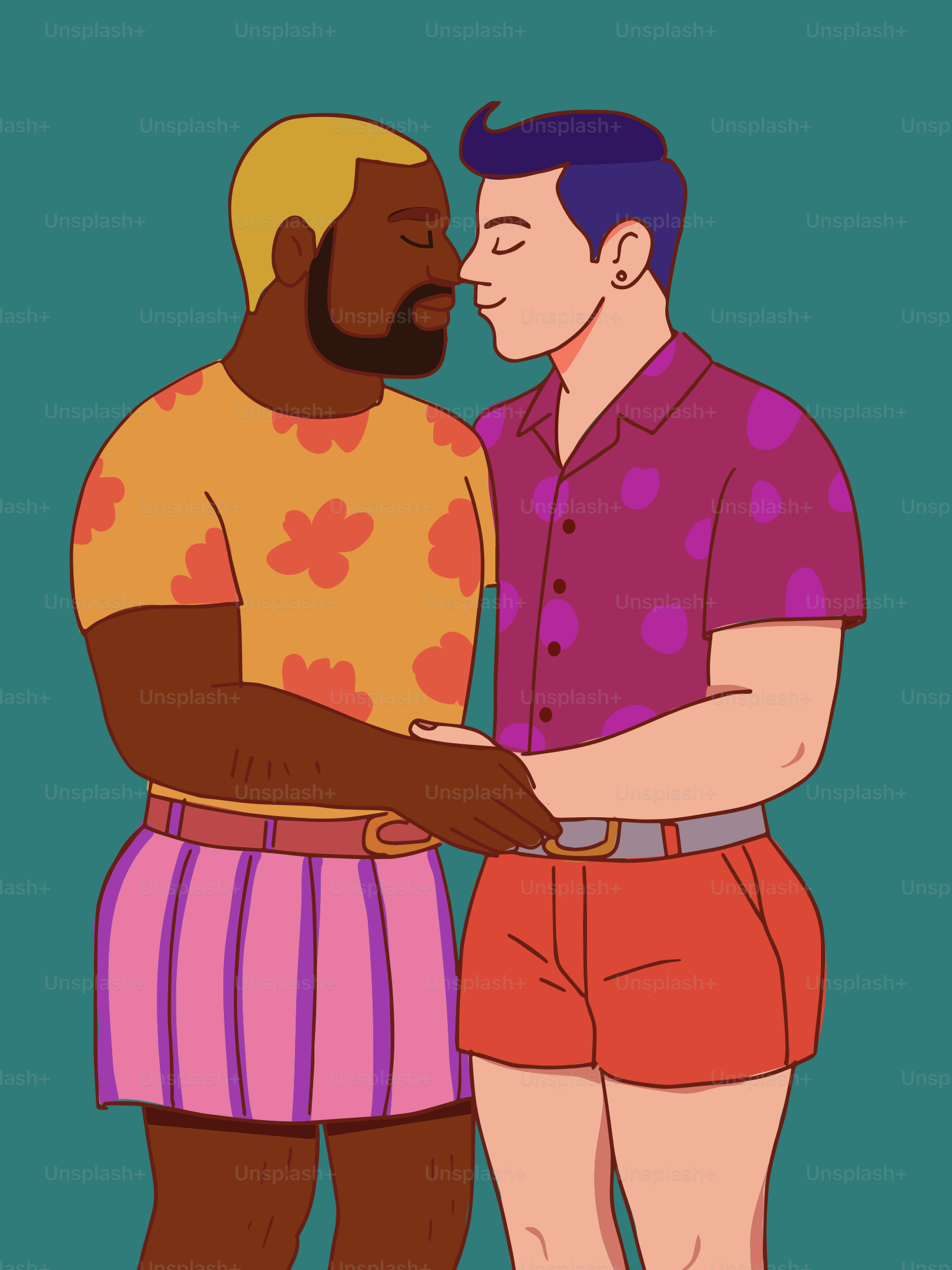Two men are about to kiss each other.