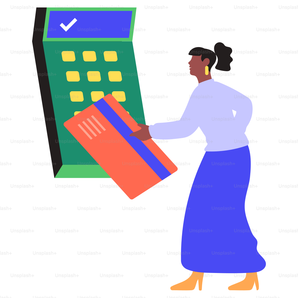 Woman is paying with her credit card.