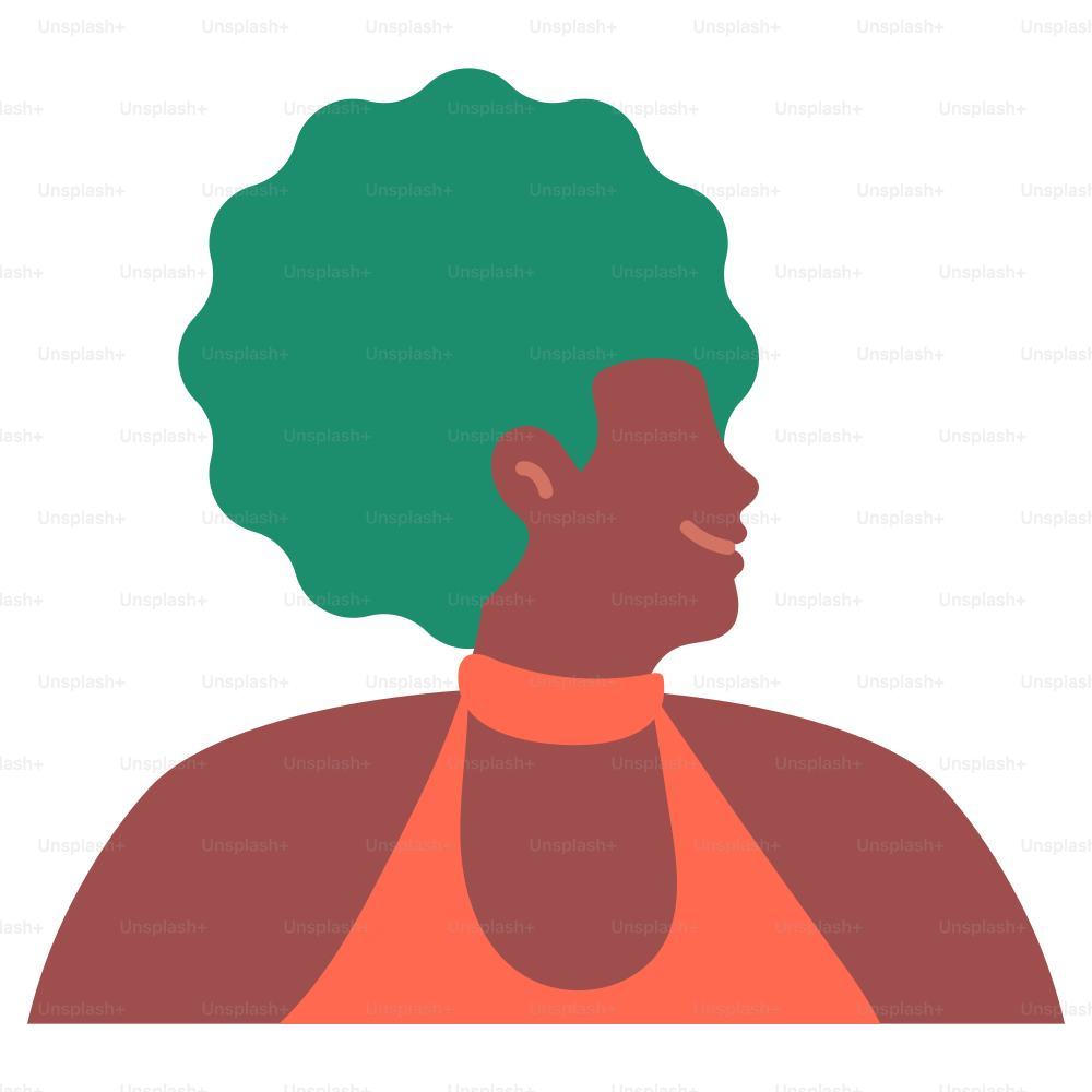 Une femme aux cheveux verts sourit.