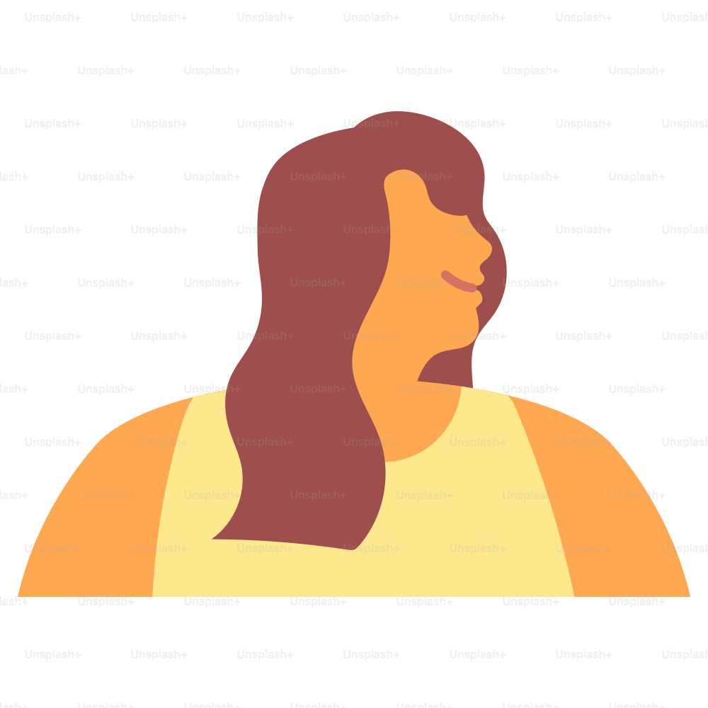 Eine Frau mit langen braunen Haaren schaut zur Seite.