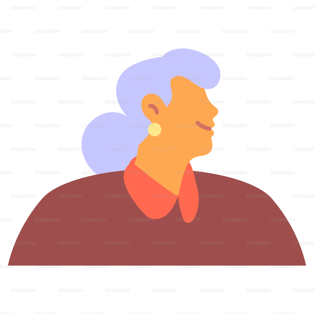 An elderly woman smiling, looking sideways.