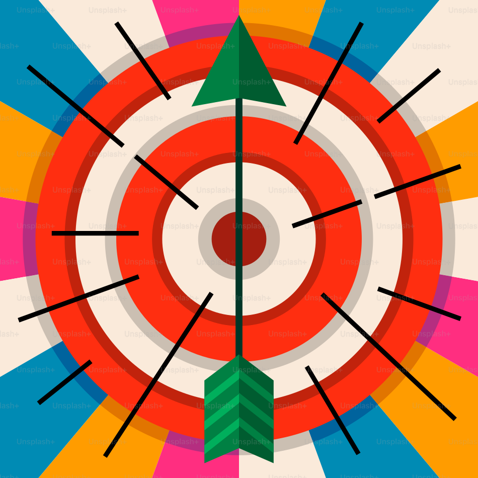 カラフルな的を狙う矢。