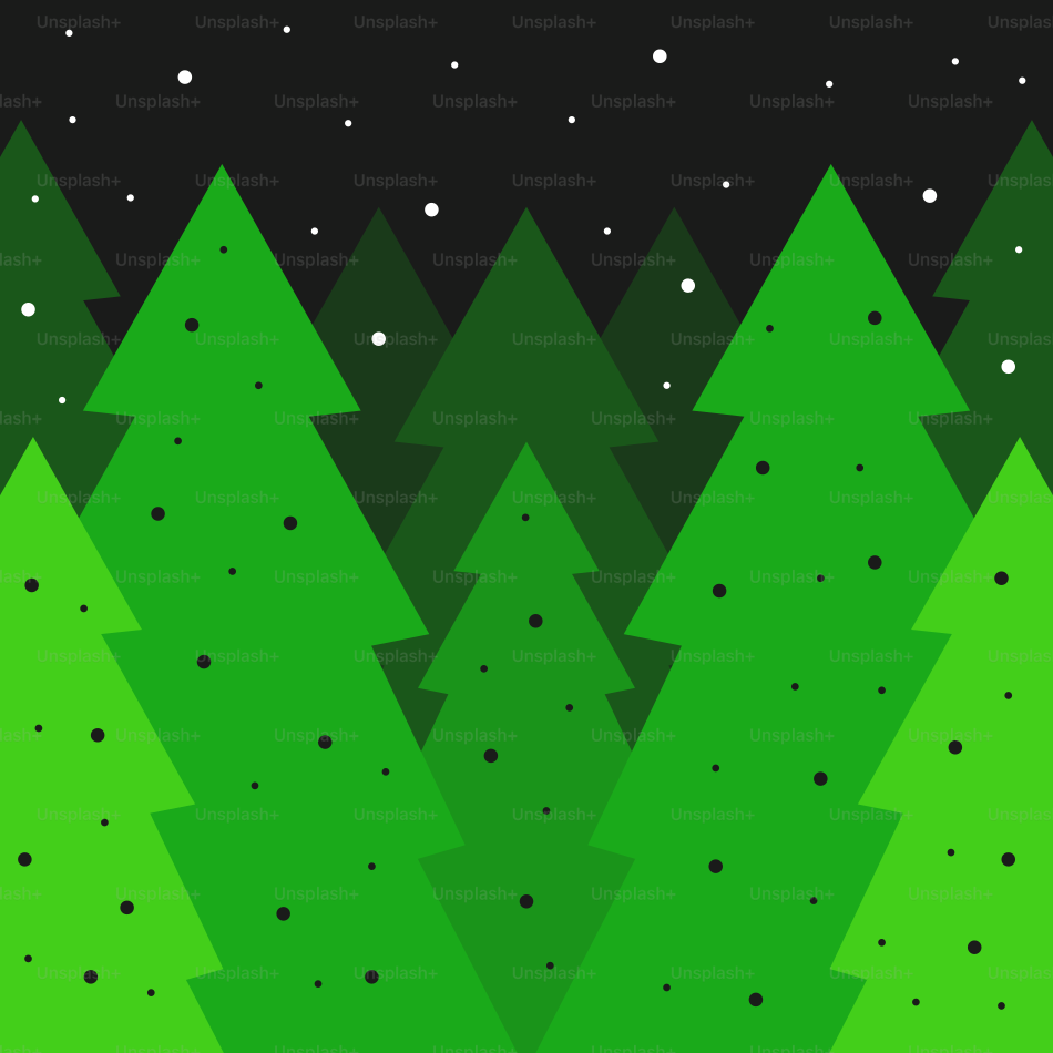 Christmas trees in the snowy night.