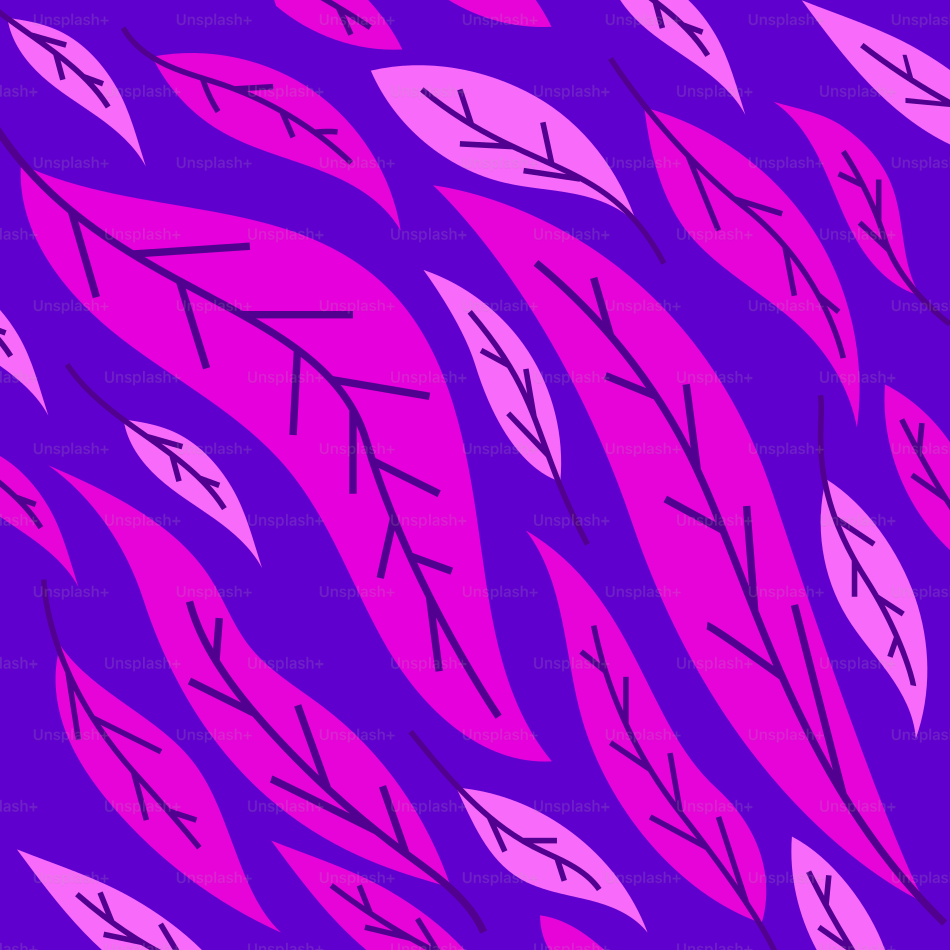 Pink leaves drift against a vibrant purple background.