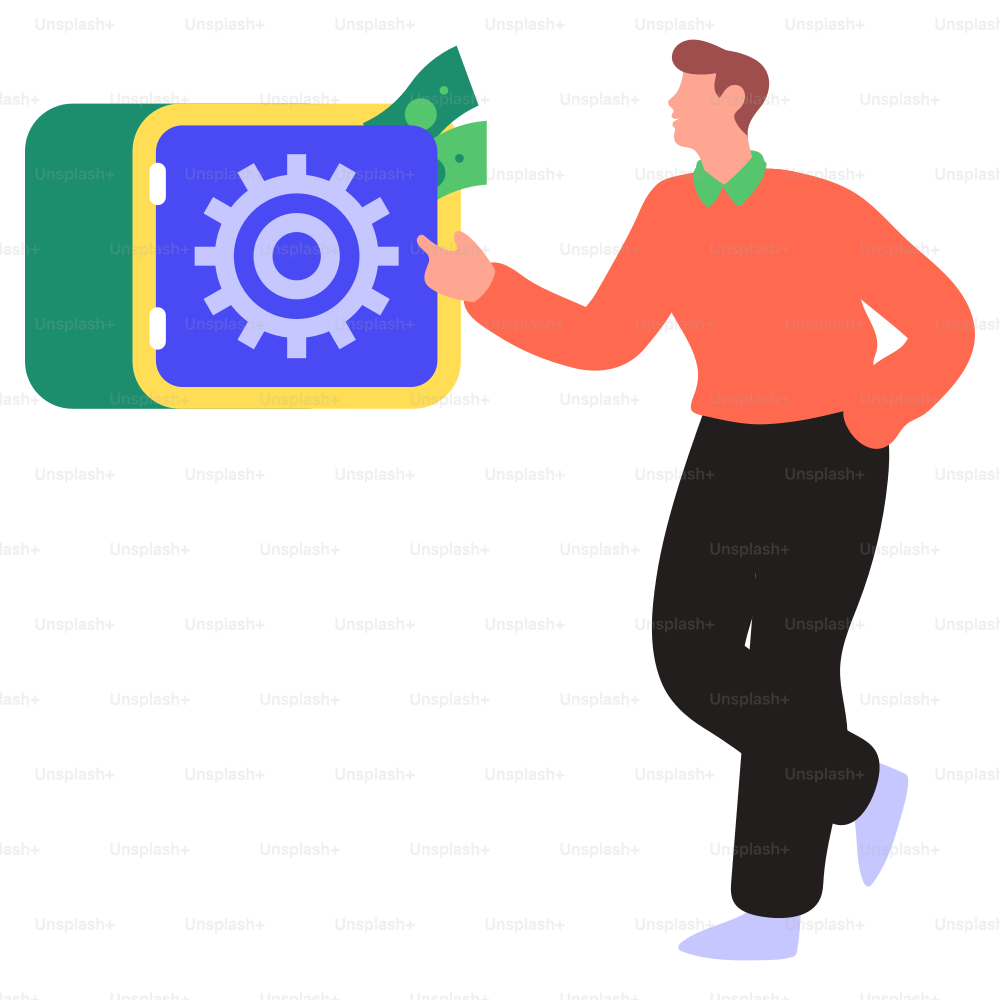 Man taking money from a secure vault.