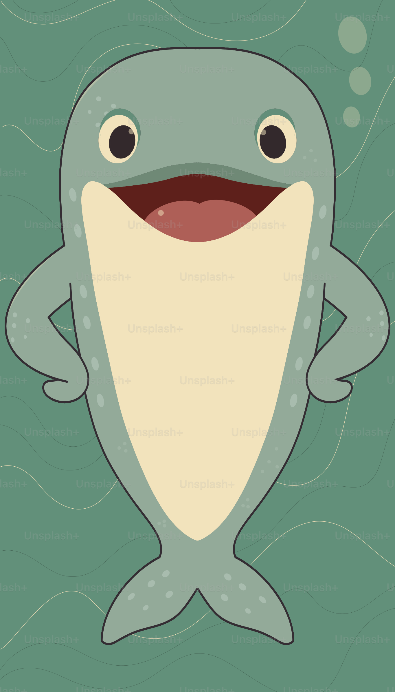 Ein fröhlicher Cartoon-Wal posiert glücklich. Vektor – Bild zum Thema Tier  auf Unsplash, image size:3000x5250