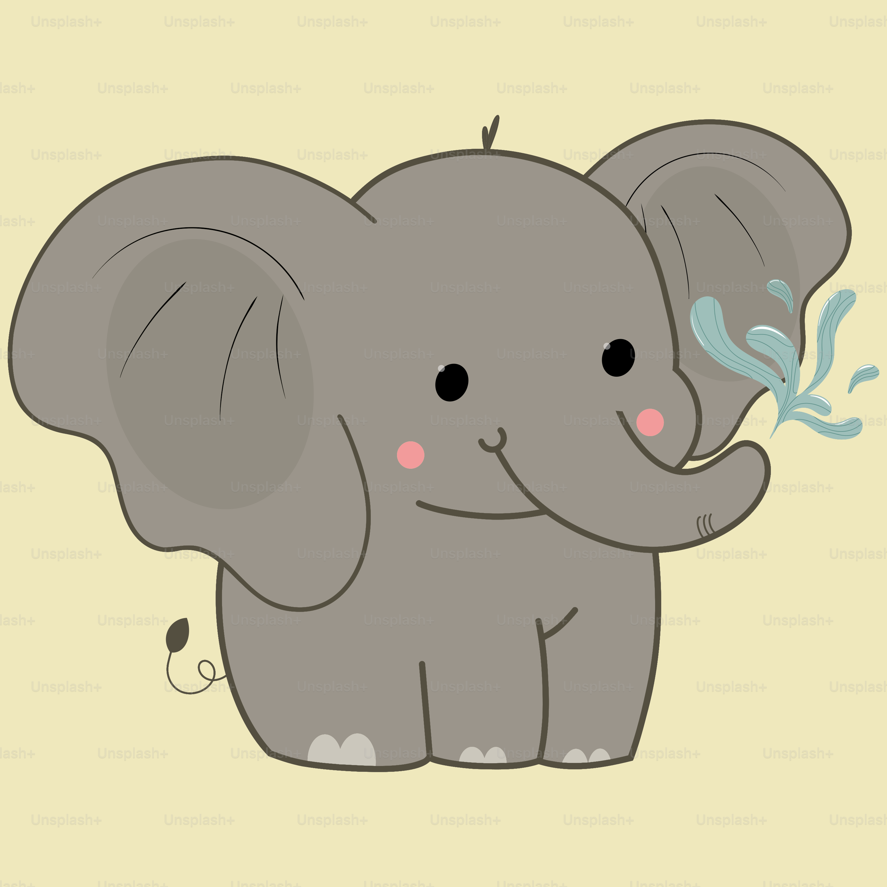 A cute baby elephant squirted water from its trunk.