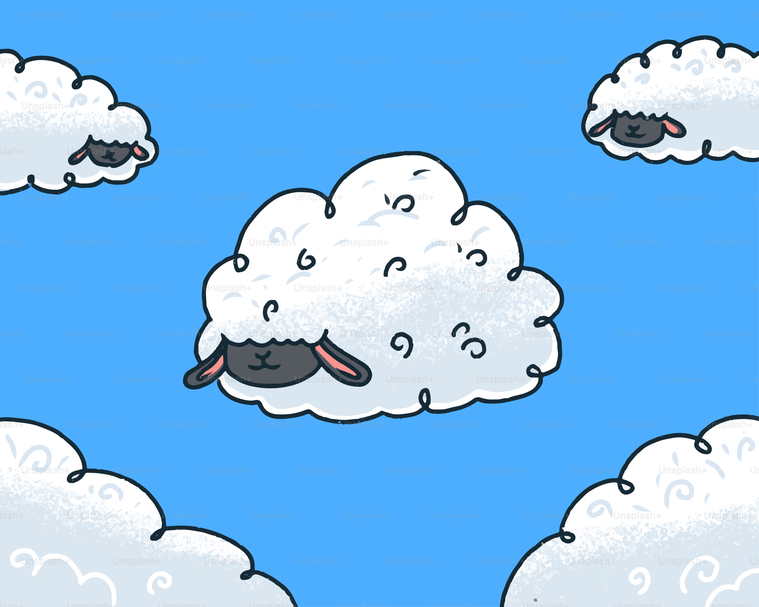 Sheep disguised as clouds float across the sky.