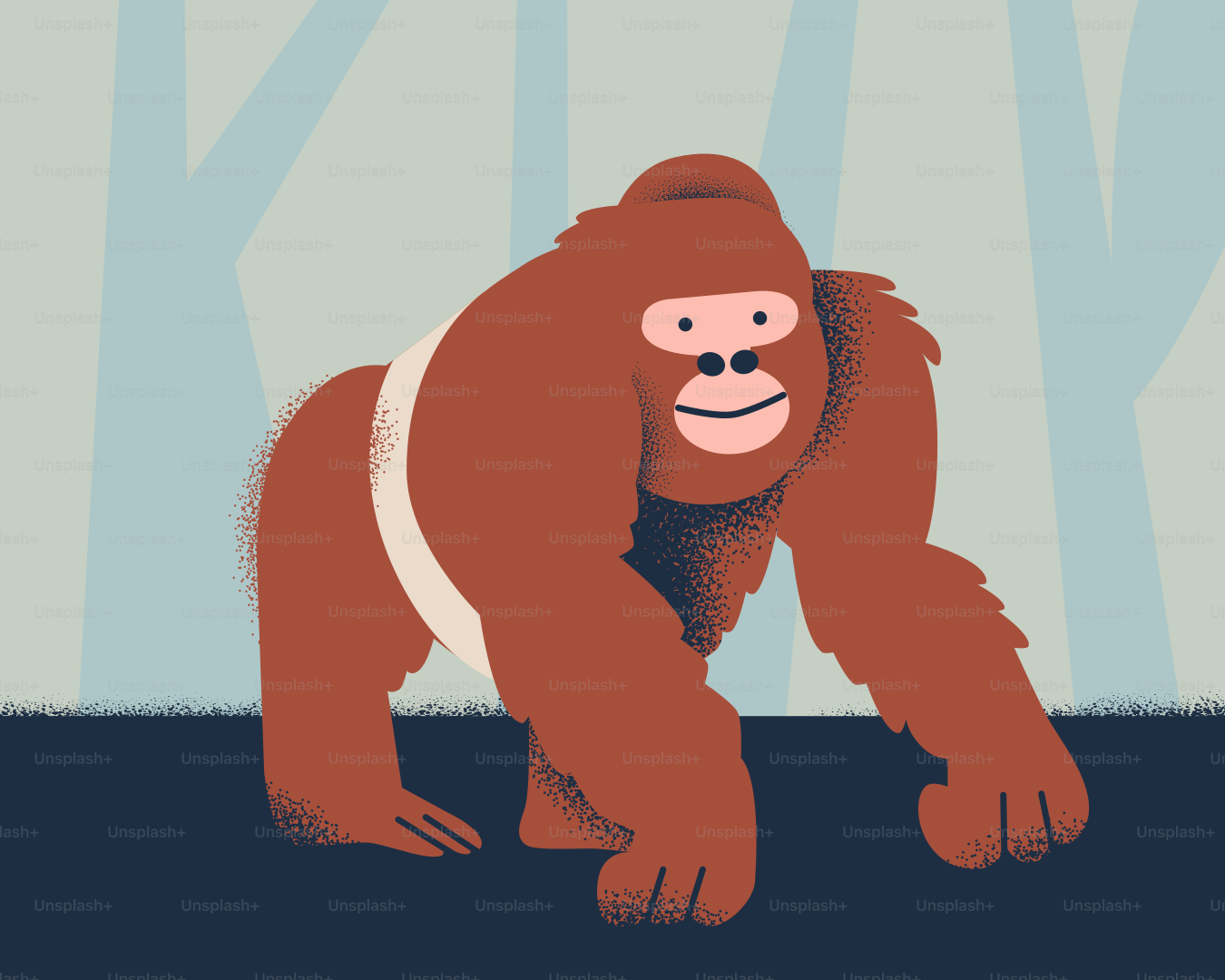 Un orang-outan marche dans une forêt.