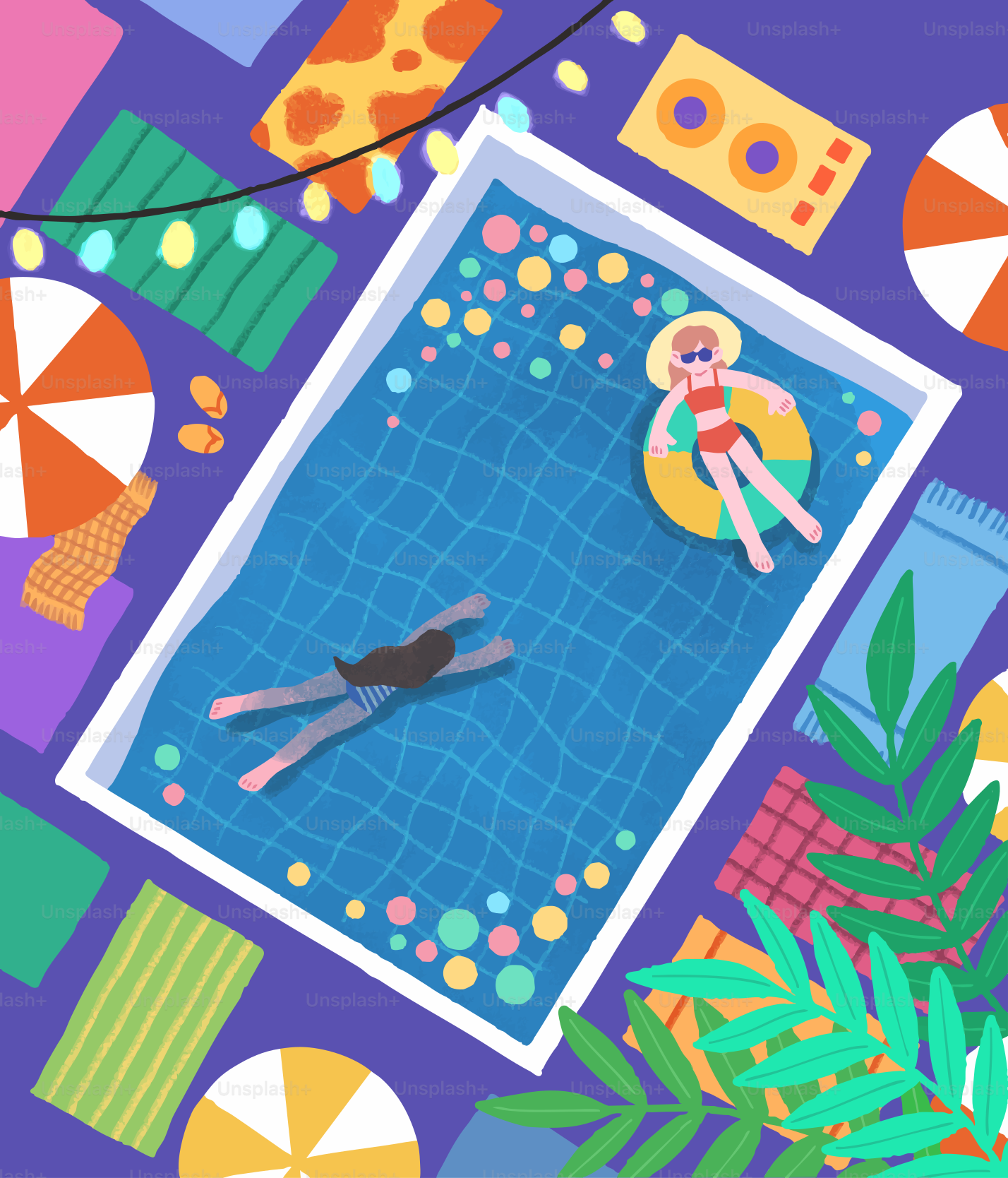 People are enjoying a relaxing summer day at the pool.