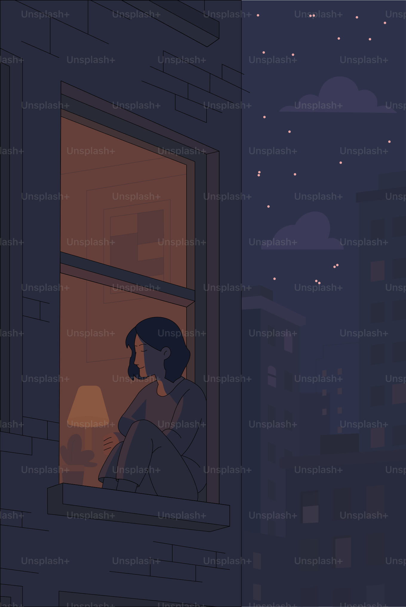 A lonely person watches the night sky.