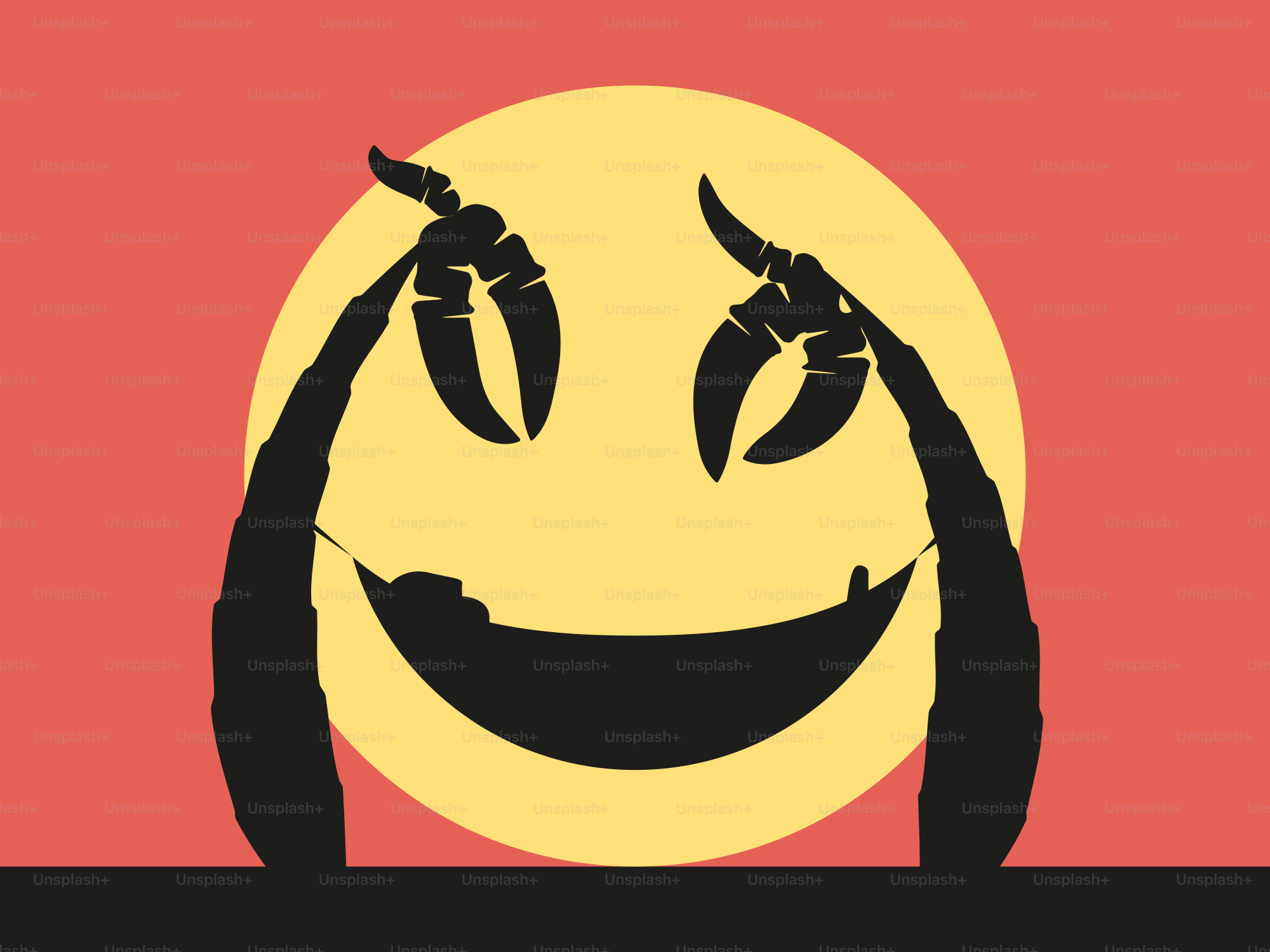 La sagoma di un mostro con un volto sorridente.