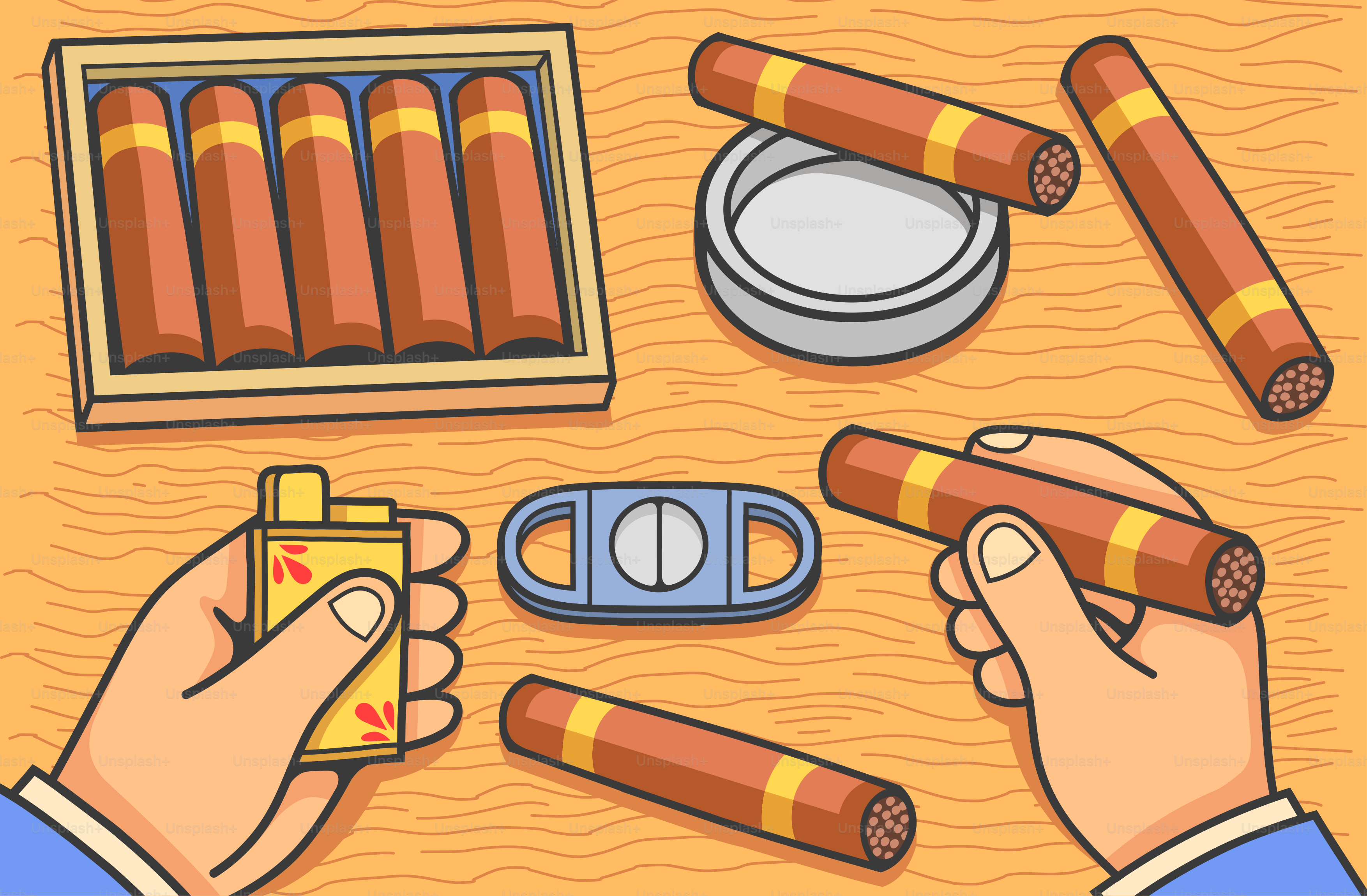 Someone is preparing to enjoy cigars.