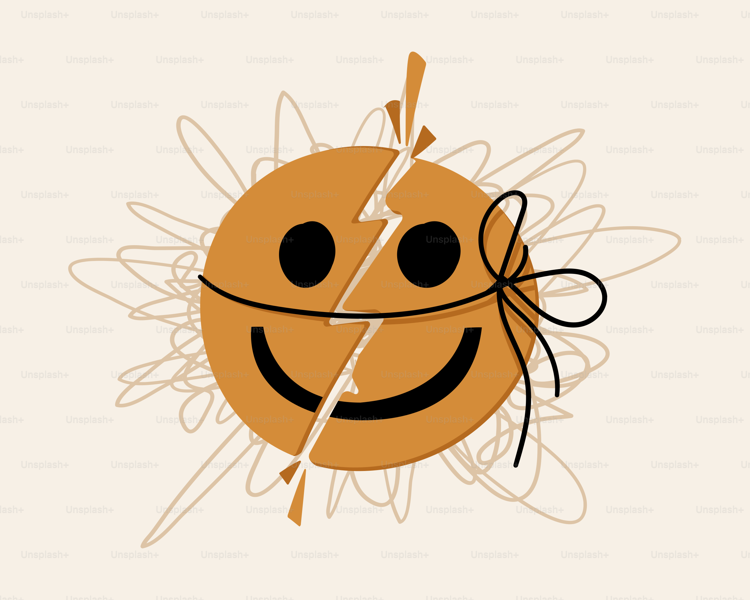Una faccina sorridente spezzata viene riannodata.